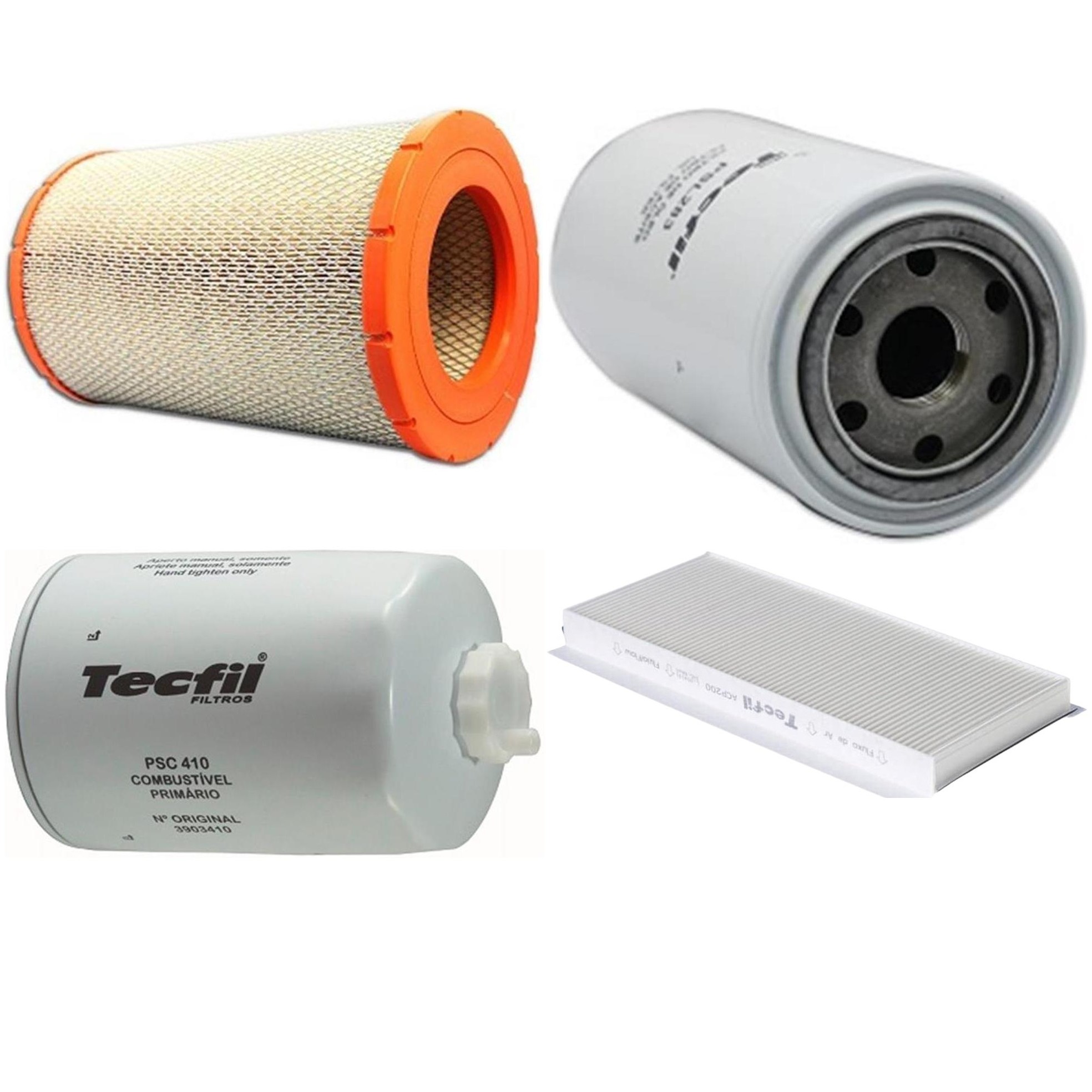 Kit Filtros de Ar do Motor, Óleo, Cabine e Combustível - Tecfil - ACP200 / ARS9839 / PSC410 / PSL283