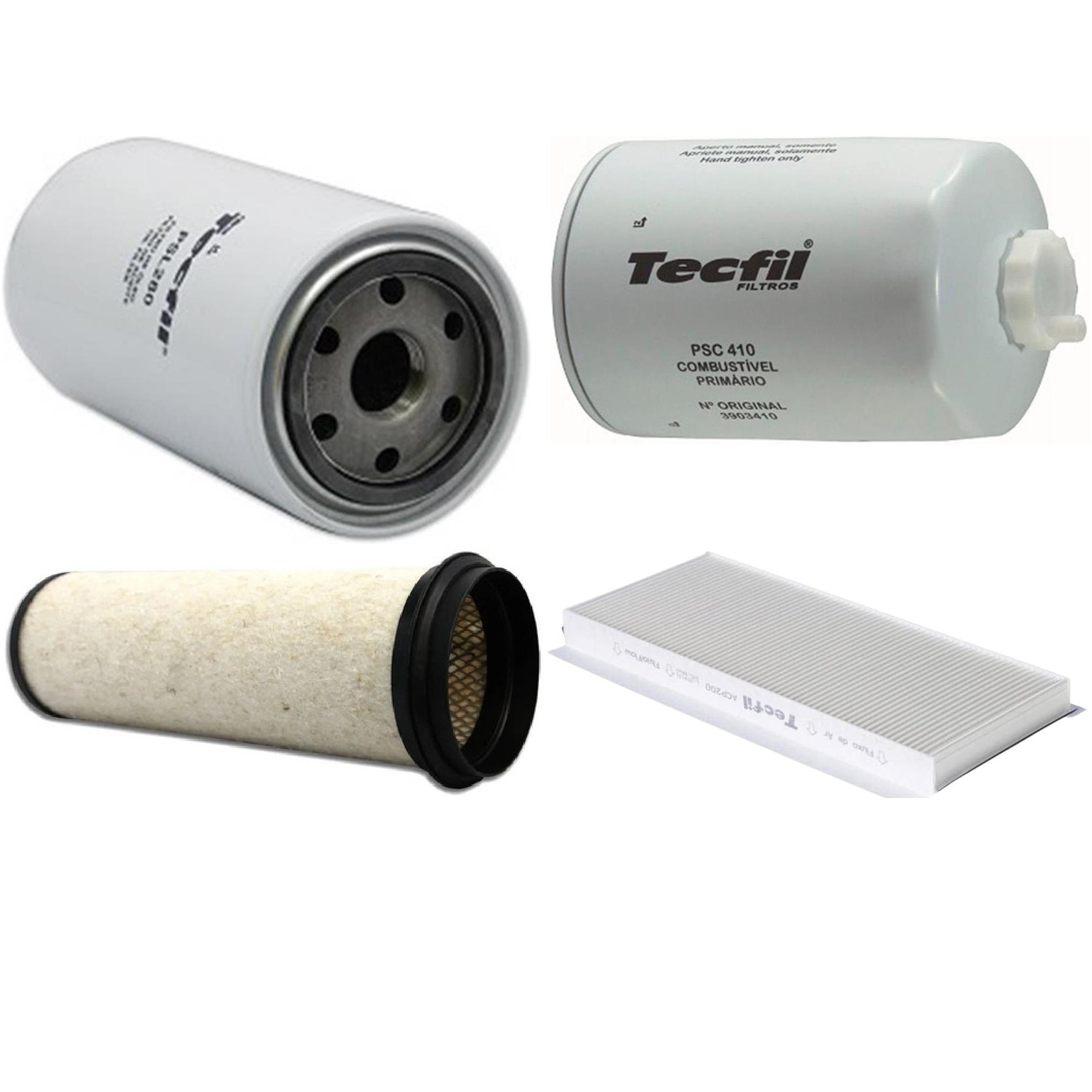 Kit Filtros de Ar do Motor, Óleo, Cabine e Combustível - Tecfil - ACP200 / AS836 / PSC410 / PSL280
