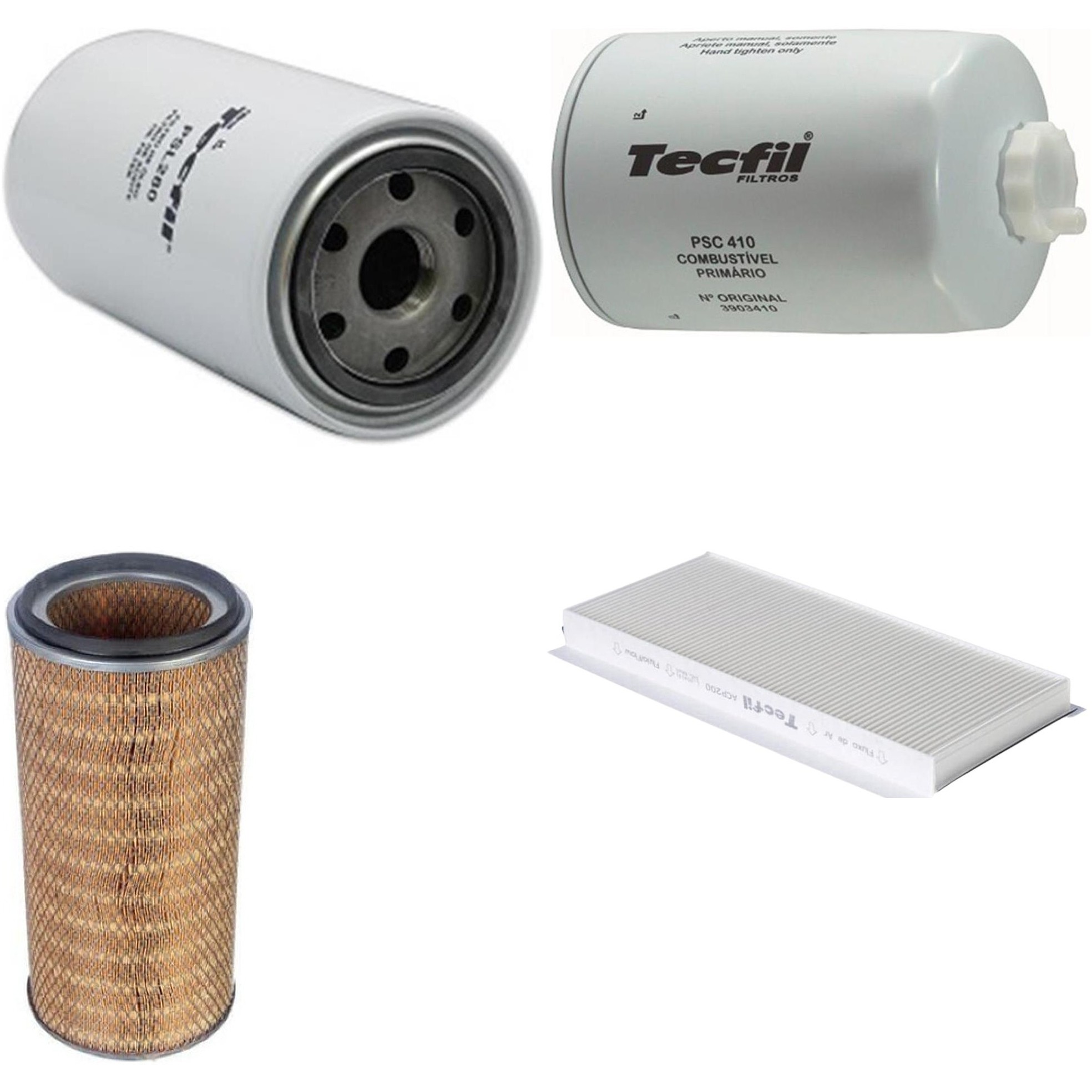 Kit Filtros de Ar do Motor, Óleo, Cabine e Combustível - Tecfil - ACP200 / AP5460 / PSC410 / PSL280