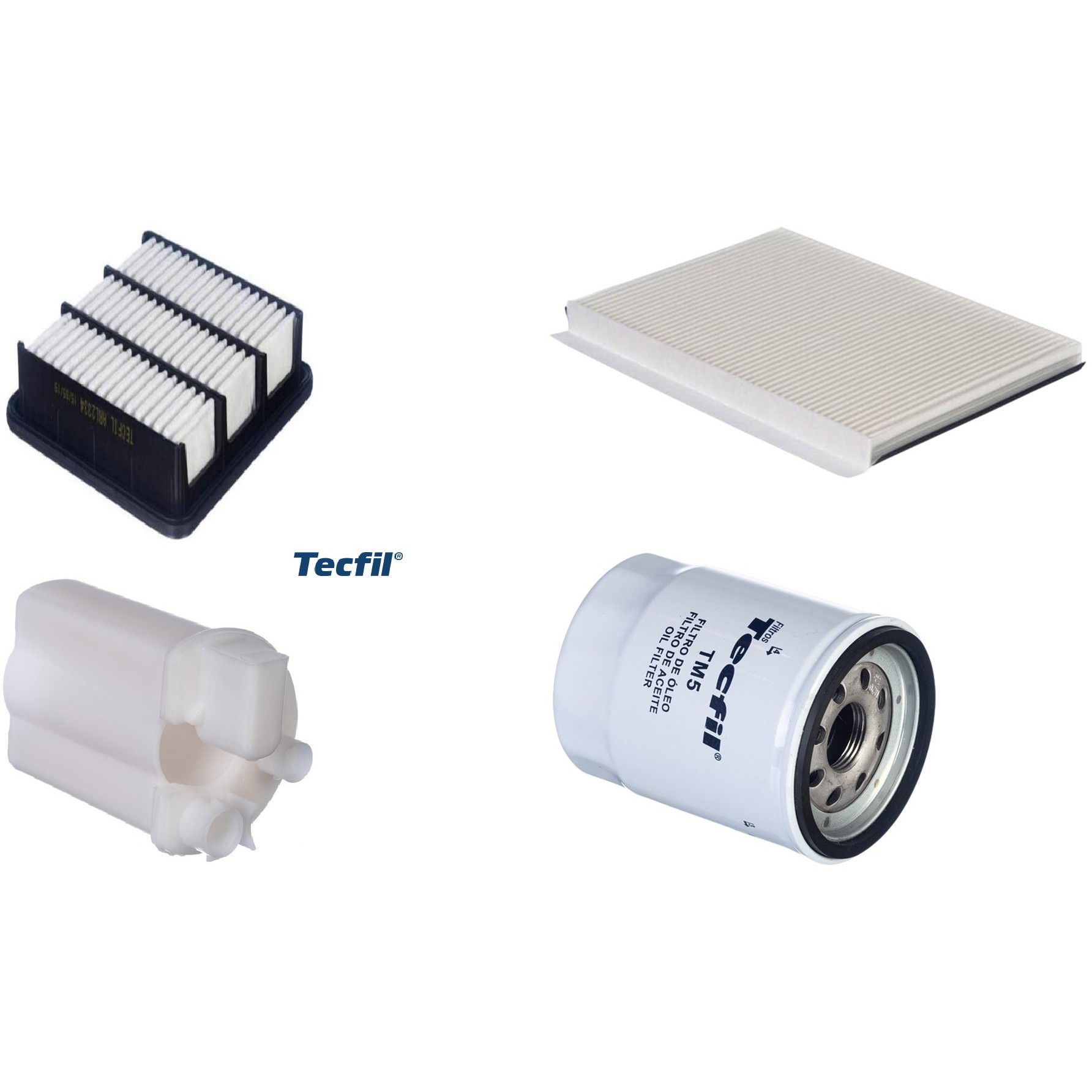 Kit Filtros de Ar do Motor, Óleo, Cabine e Combustível - Tecfil - ACP979 / ARL2334 / FBT2360 / PSL55M-(TM5)