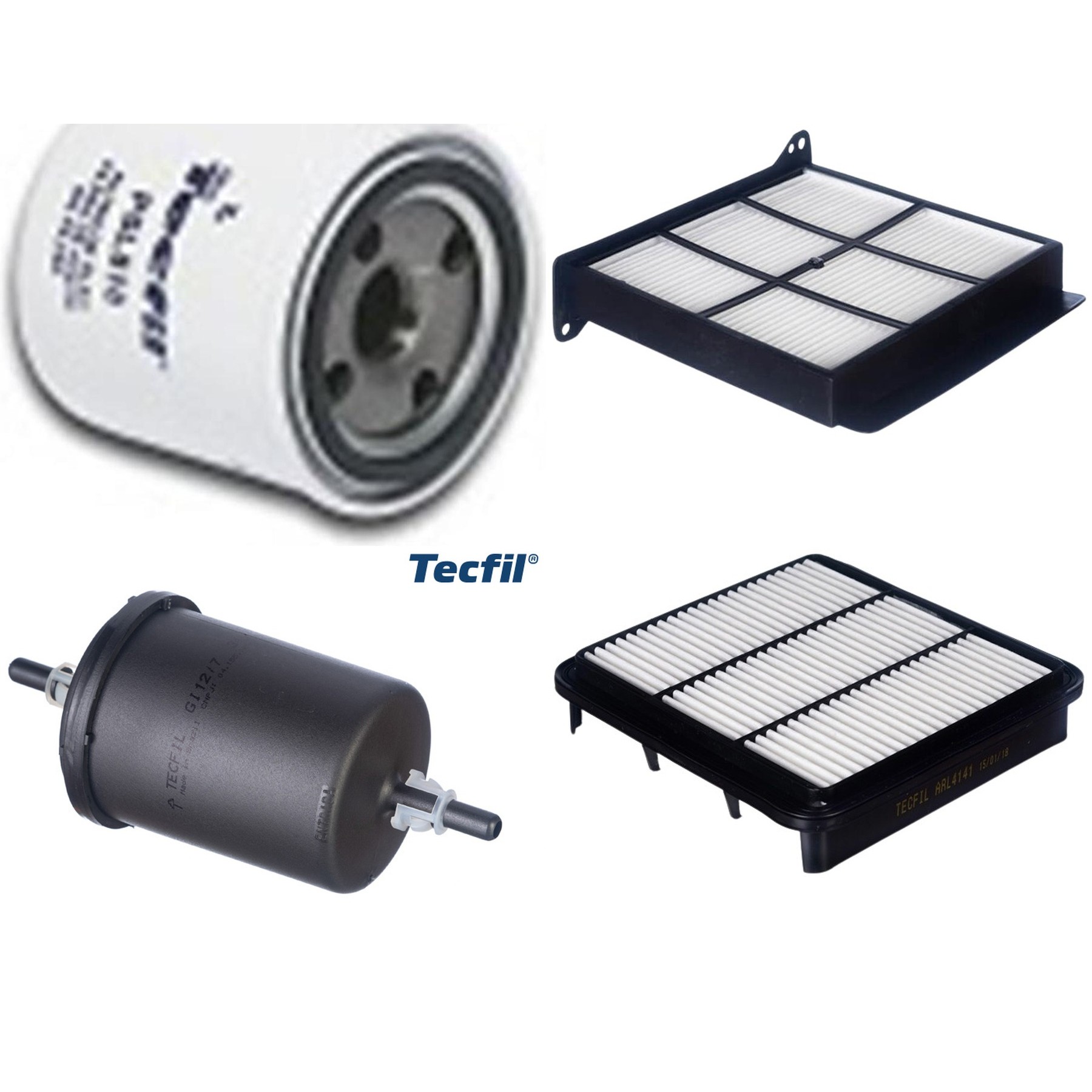 Kit Filtros de Ar do Motor, Óleo, Cabine e Combustível - Tecfil - ACP483 / ARL4141 / GI12/7 / PSL818
