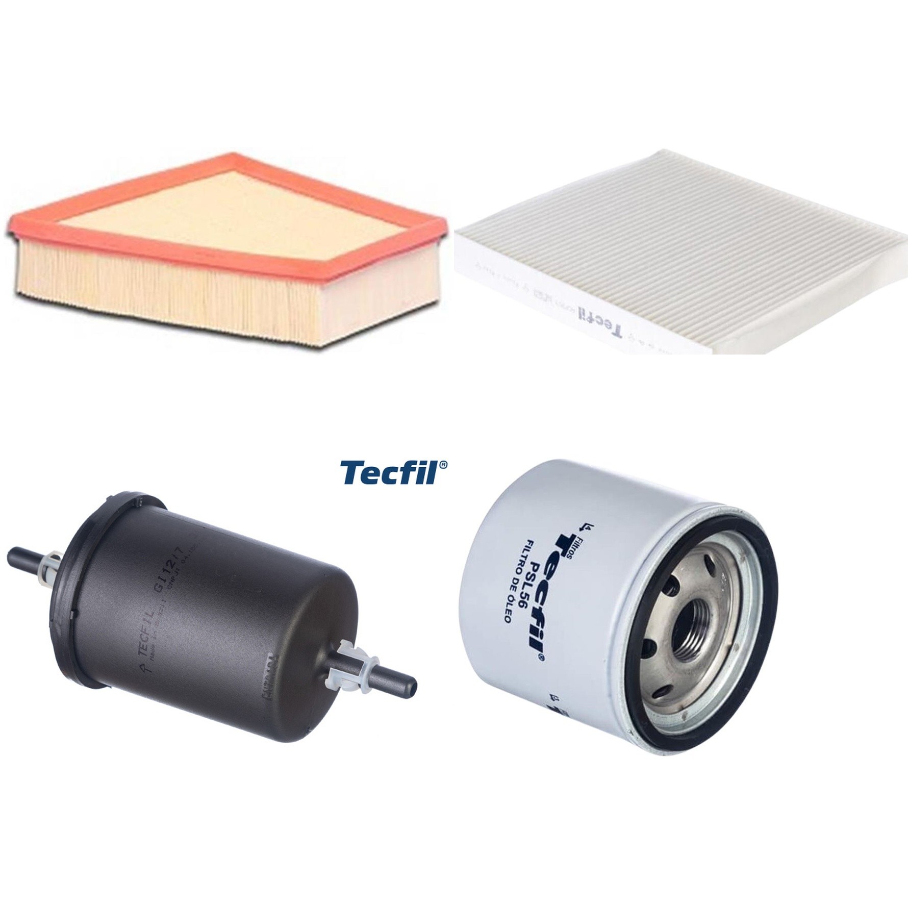 Kit Filtros de Ar do Motor, Óleo, Cabine e Combustível - Tecfil - ACP303 / ART6098 / GI12/7 / PSL56