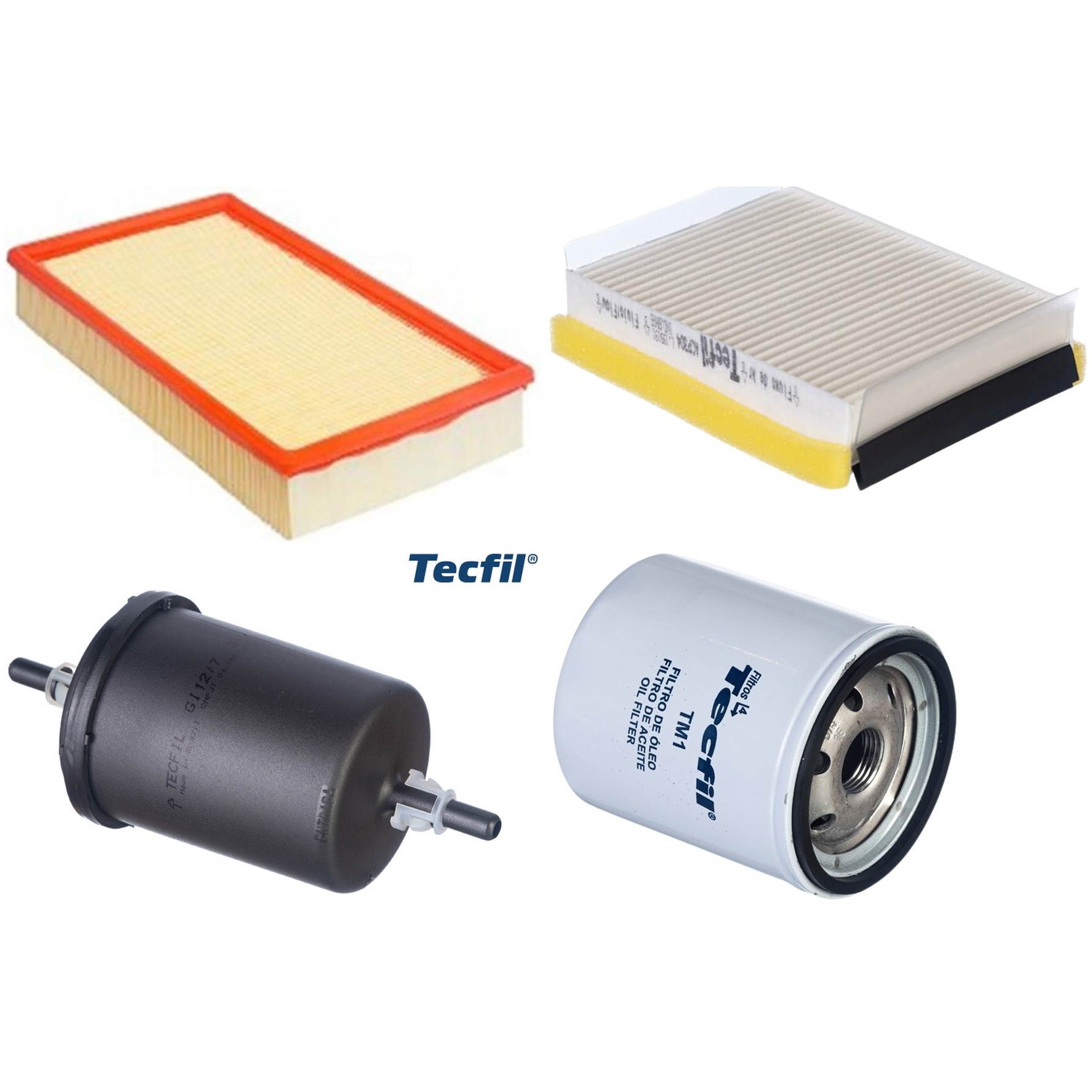 Kit Filtros de Ar do Motor, Óleo, Cabine e Combustível - Tecfil - ACP304 / ARL6091 / GI12/7 / PSL34M-(TM1)