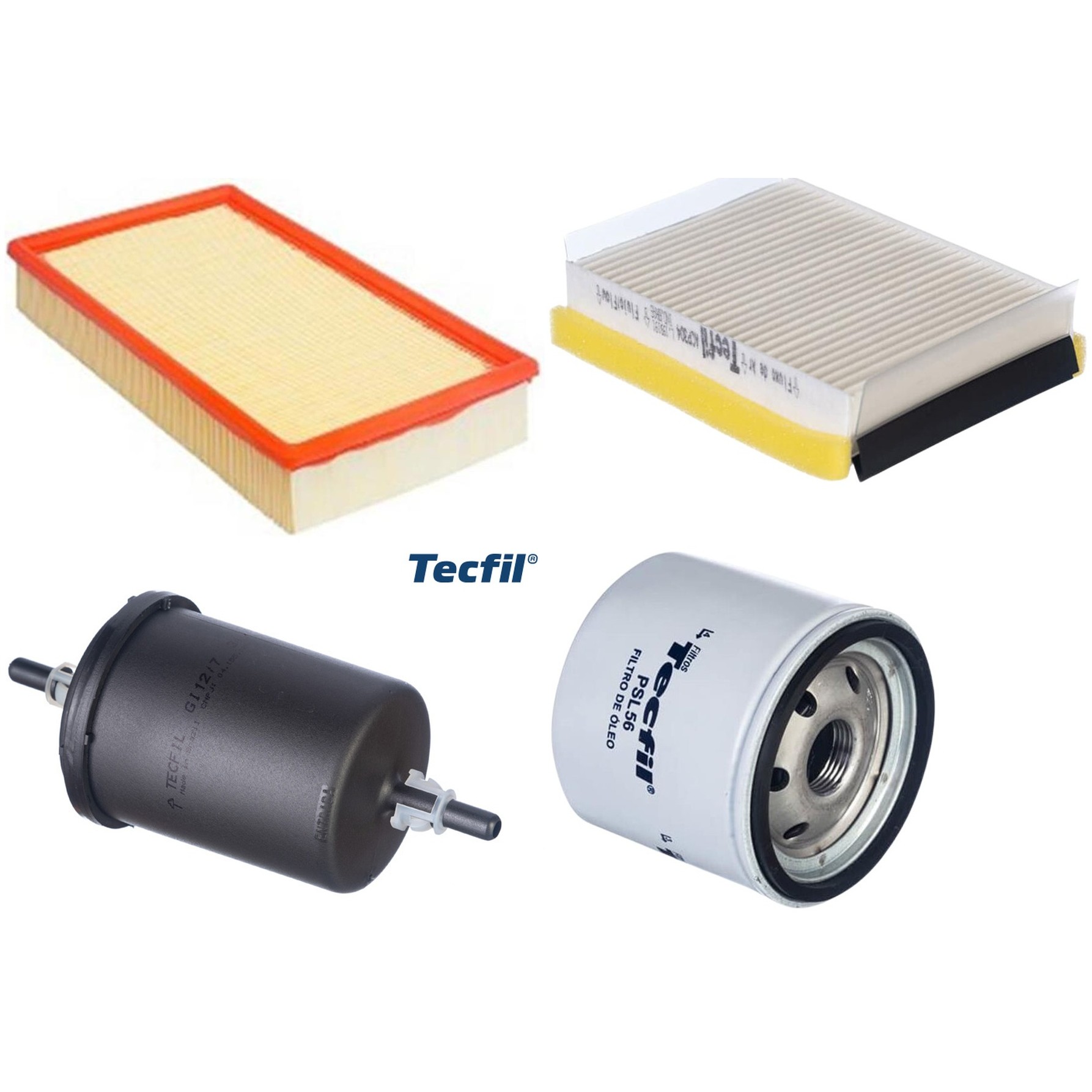 Kit Filtros de Ar do Motor, Óleo, Cabine e Combustível - Tecfil - ACP304 / ARL6091 / GI12/7 / PSL56