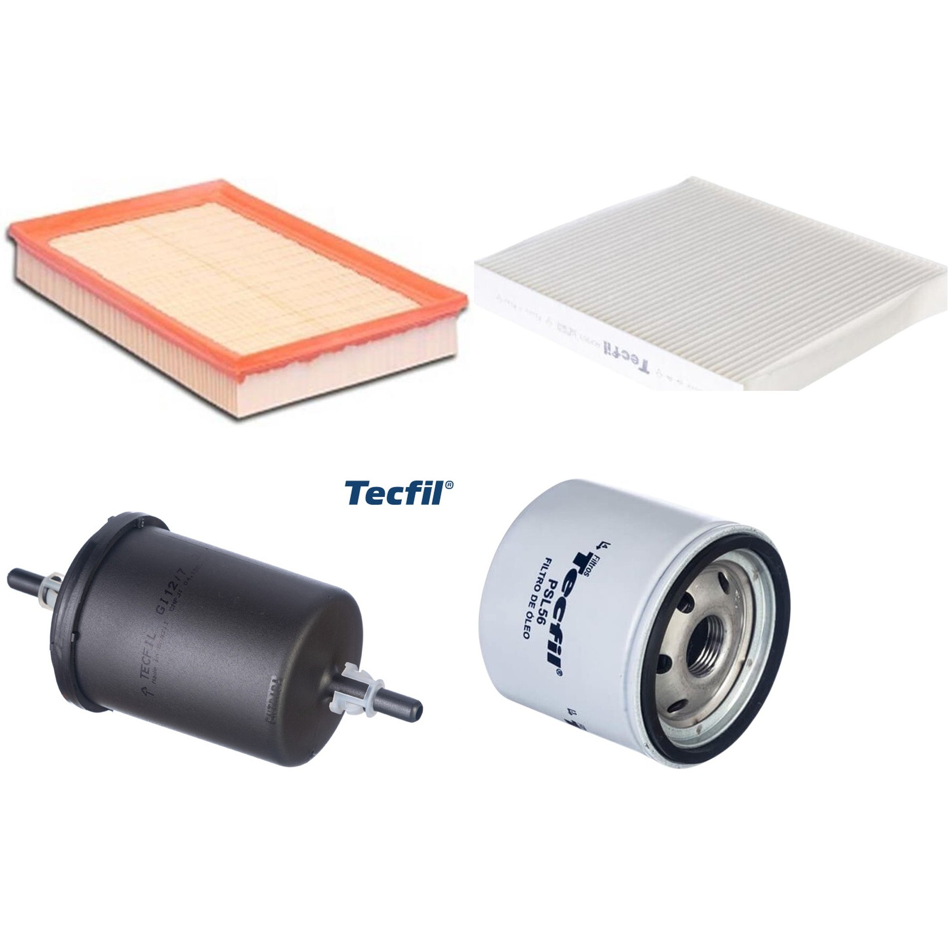 Kit Filtros de Ar do Motor, Óleo, Cabine e Combustível - Tecfil - ACP303 / ARL6095 / GI12/7 / PSL56