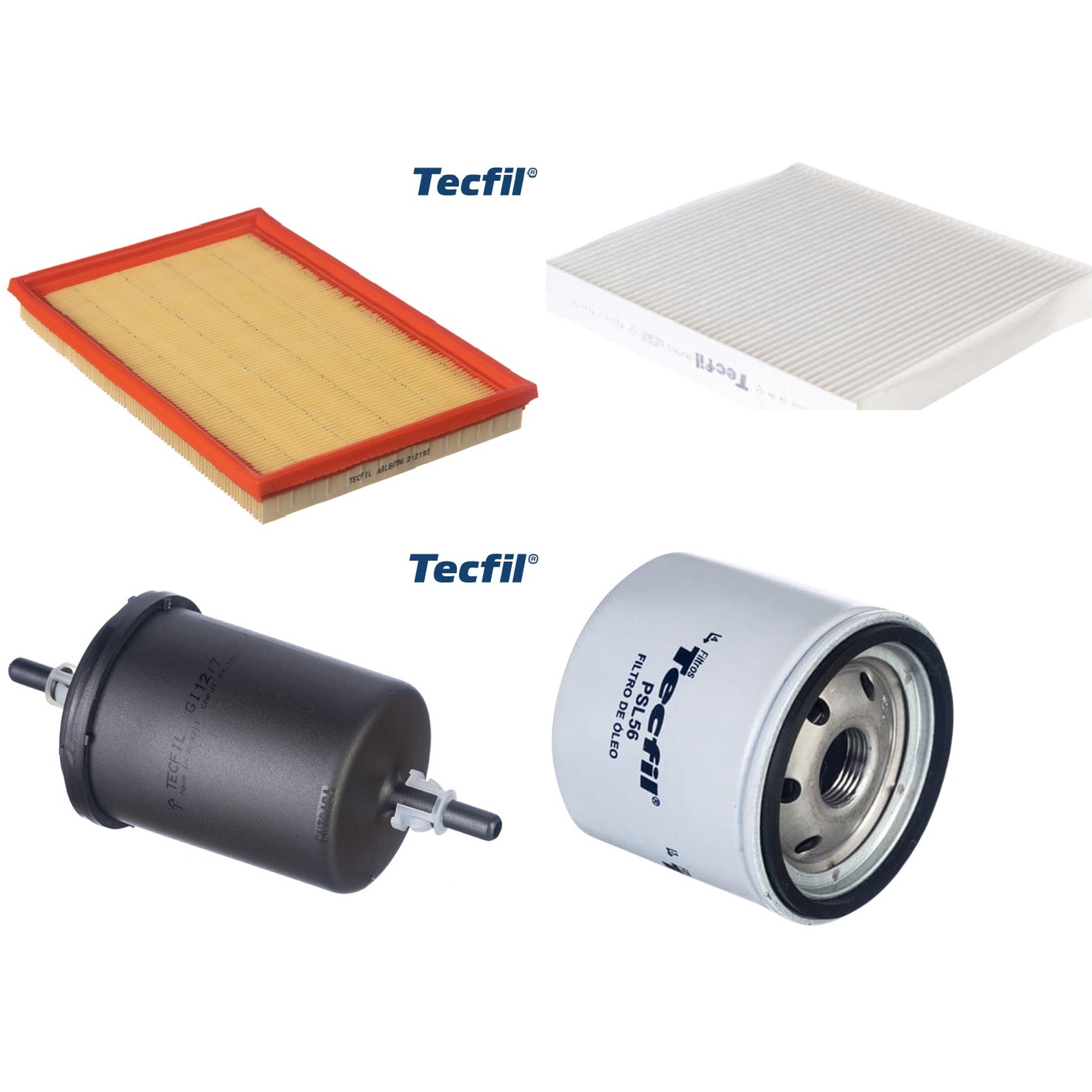 Kit Filtros de Ar do Motor, Óleo, Cabine e Combustível - Tecfil - ACP303 / ARL6096 / GI12/7 / PSL56