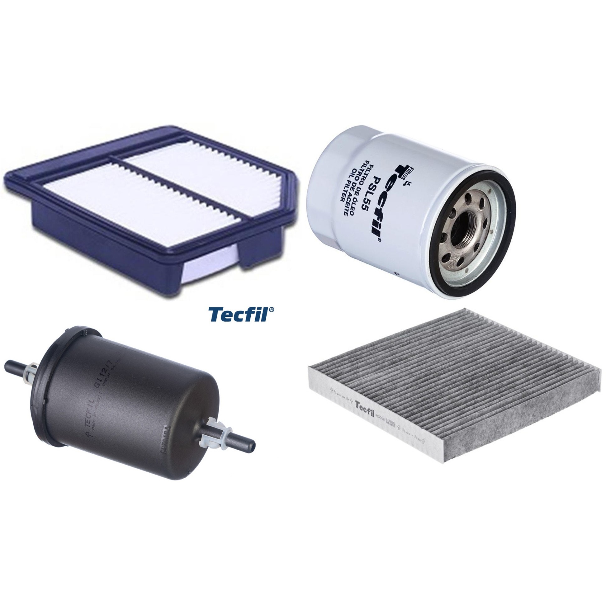 Kit Filtros de Ar do Motor, Óleo, Cabine e Combustível - Tecfil - ACA708 / ARL1034 / GI12/7 / PSL55