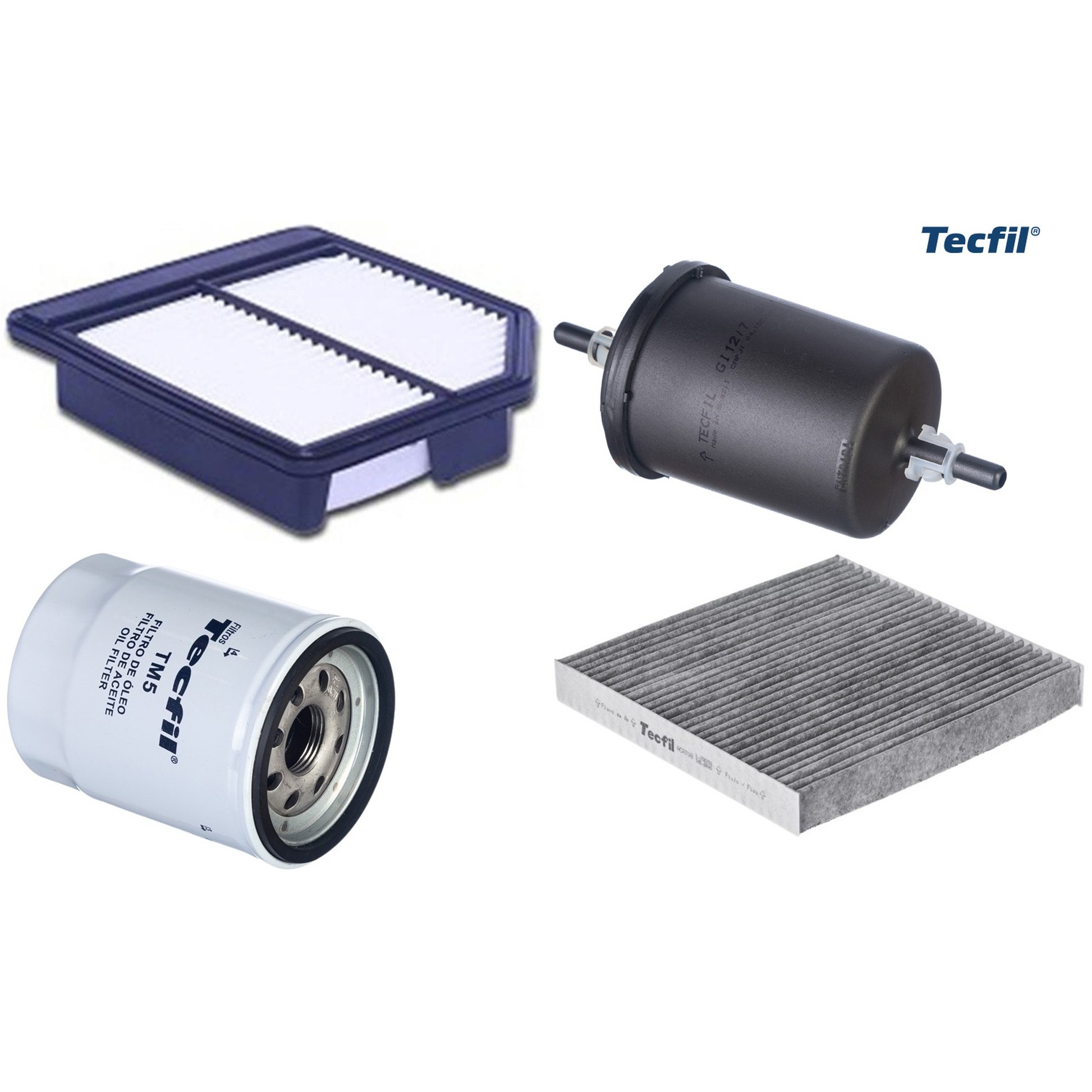 Kit Filtros de Ar do Motor, Óleo, Cabine e Combustível - Tecfil - ACA708 / ARL1034 / GI12/7 / PSL55M-(TM5)