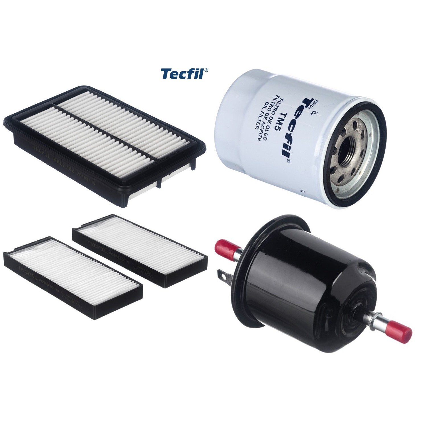 Kit Filtros de Ar do Motor, Óleo, Cabine e Combustível - Tecfil - ACP810/9 / ARL2702 / GI70 / PSL55M-(TM5)