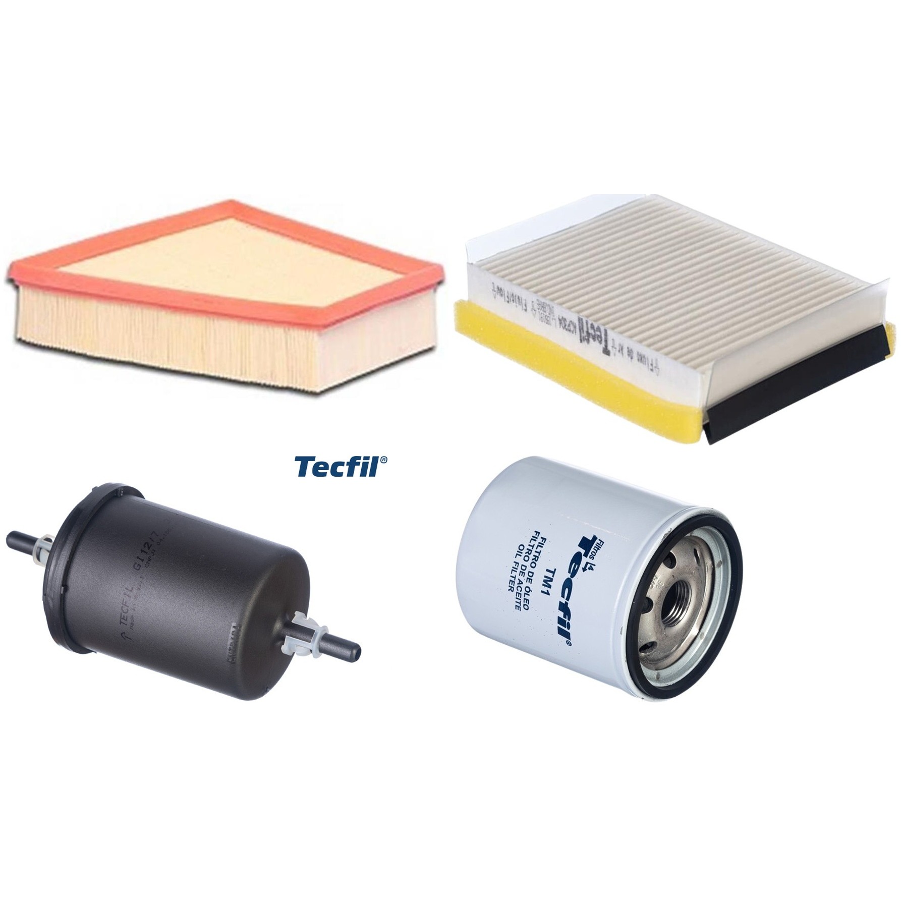 Kit Filtros de Ar do Motor, Óleo, Cabine e Combustível - Tecfil - ACP304 / ART6098 / GI12/7 / PSL34M-(TM1)