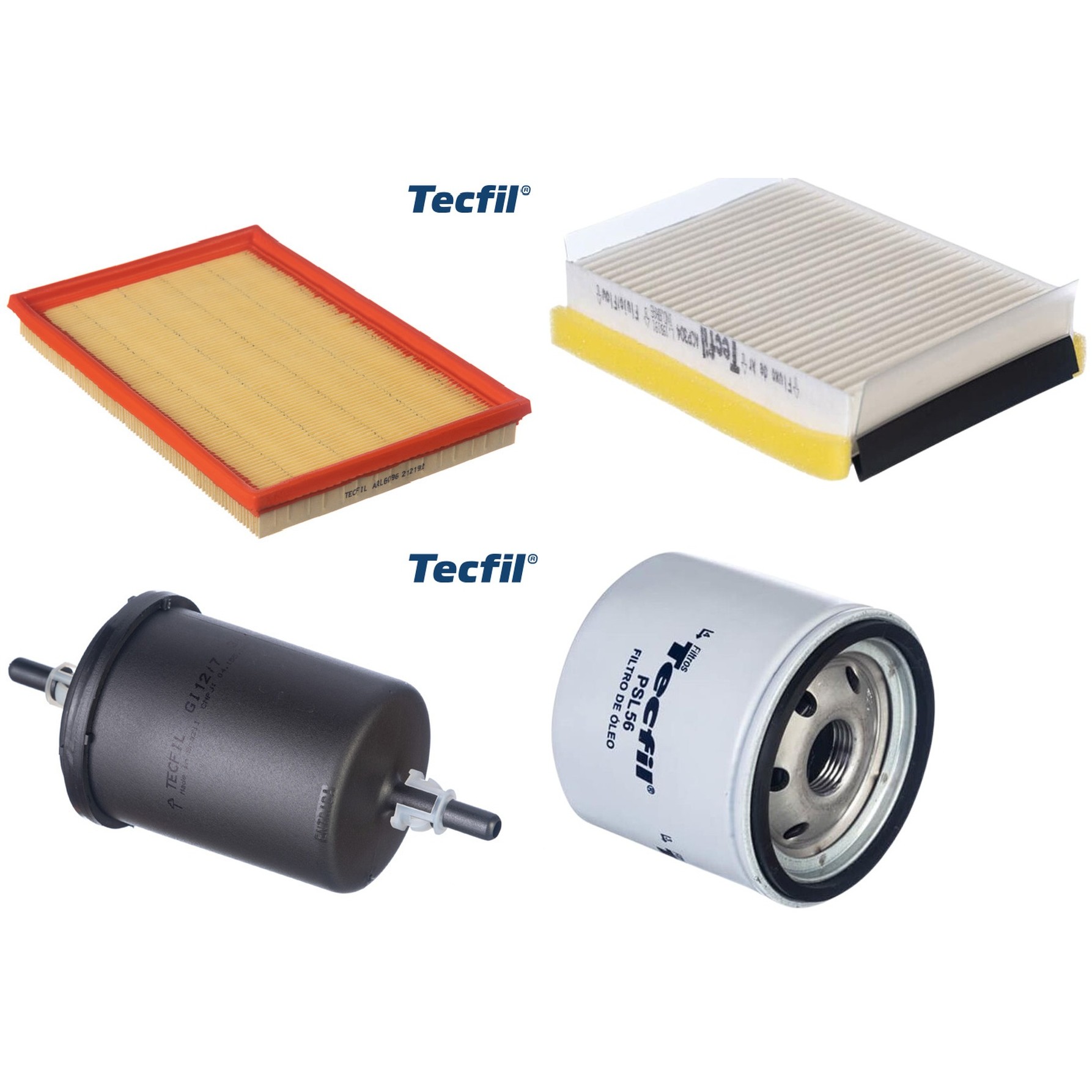 Kit Filtros de Ar do Motor, Óleo, Cabine e Combustível - Tecfil - ACP304 / ARL6096 / GI12/7 / PSL56
