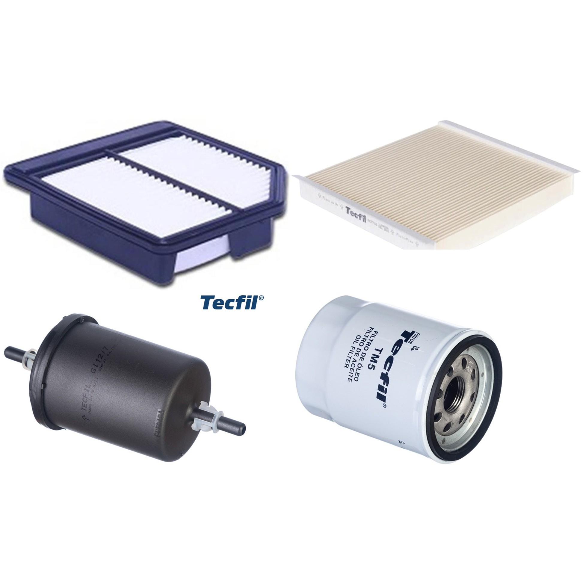 Kit Filtros de Ar do Motor, Óleo, Cabine e Combustível - Tecfil - ACP708 / ARL1034 / GI12/7 / PSL55M-(TM5)