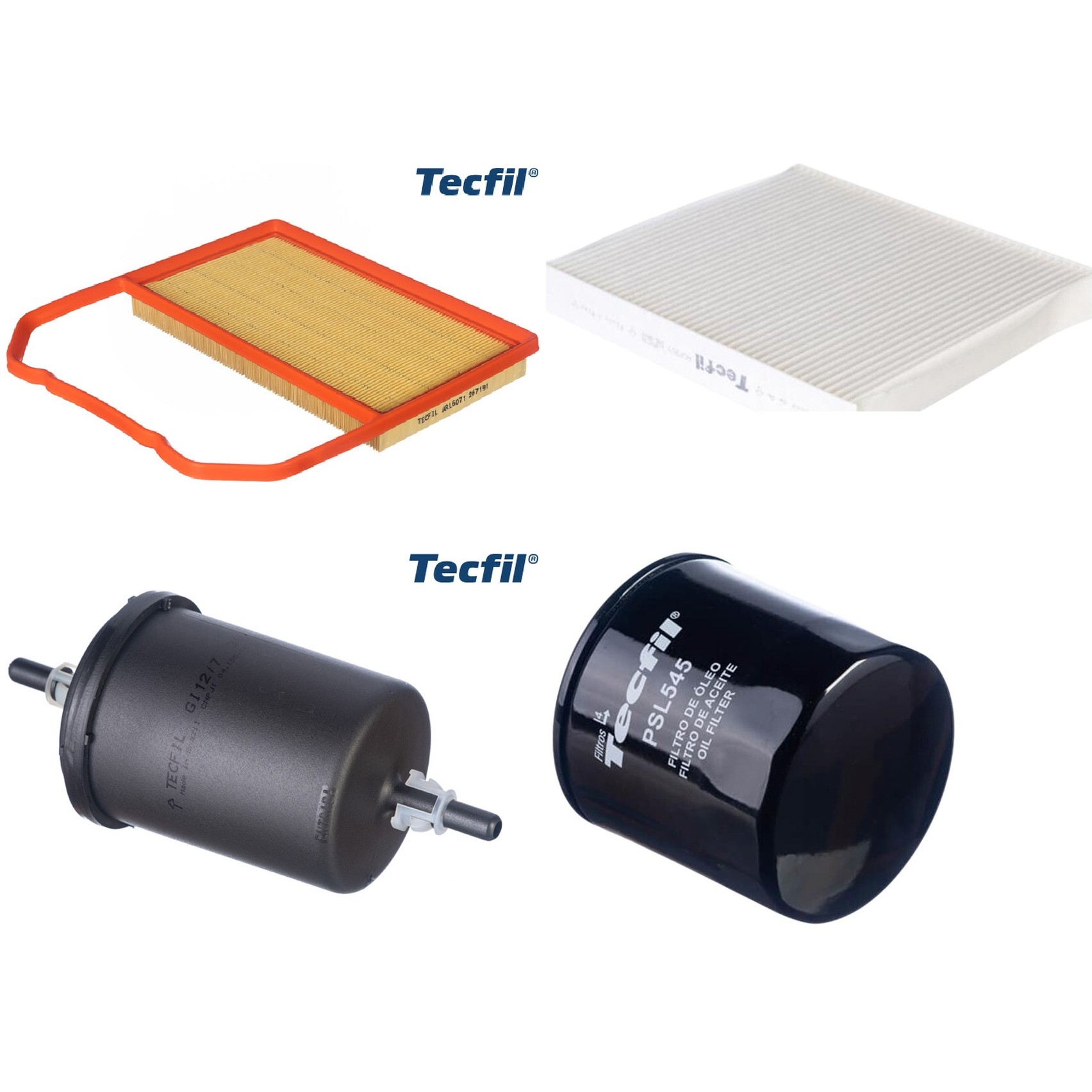 Kit Filtros de Ar do Motor, Óleo, Cabine e Combustível - Tecfil - ACP303 / ARL6071 / GI12/7 / PSL545