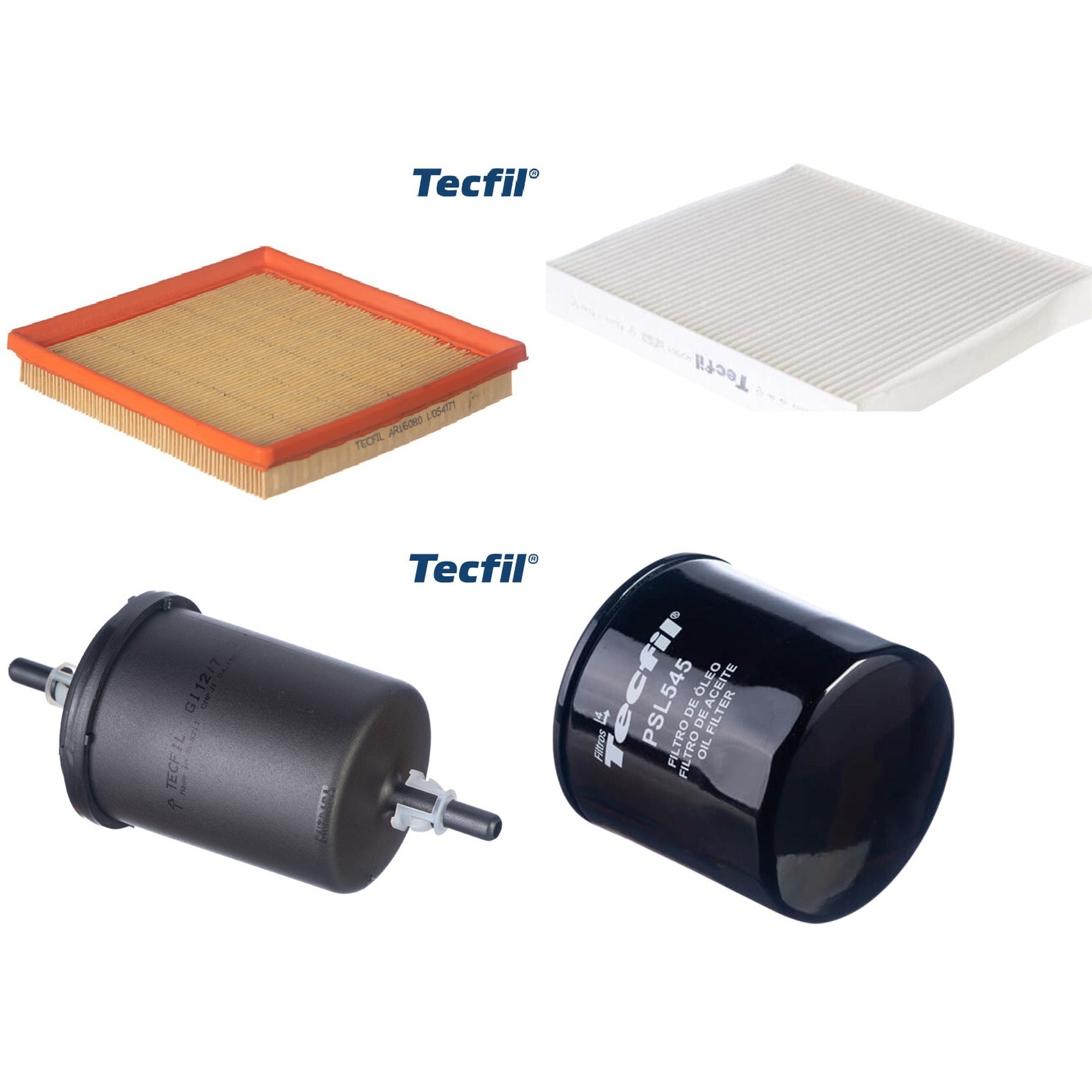 Kit Filtros de Ar do Motor, Óleo, Cabine e Combustível - Tecfil - ACP303 / ARL6080 / GI12/7 / PSL545