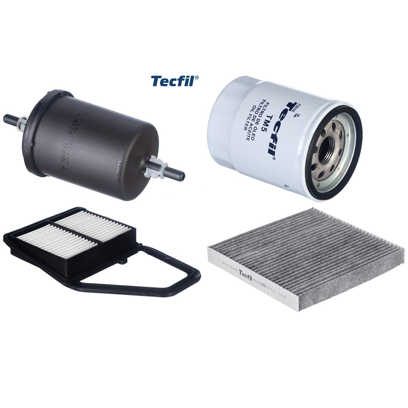 Kit Filtros de Ar do Motor, Óleo, Cabine e Combustível - Tecfil - ACA708 / ARL1032 / GI12/7 / PSL55M-(TM5)