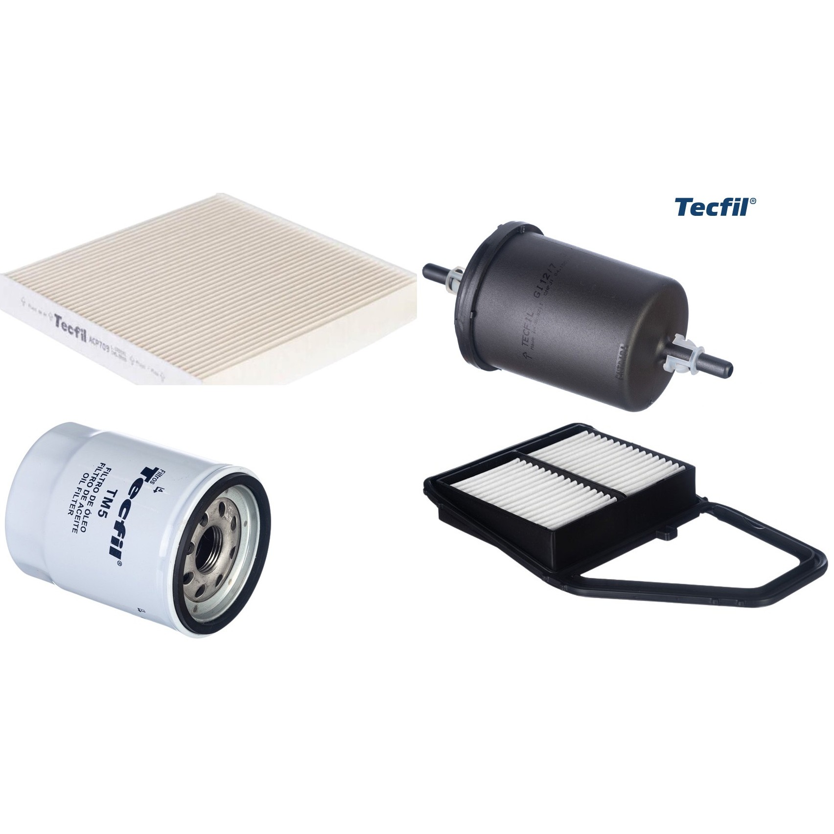 Kit Filtros de Ar do Motor, Óleo, Cabine e Combustível - Tecfil - ACP709 / ARL1032 / GI12/7 / PSL55M-(TM5)