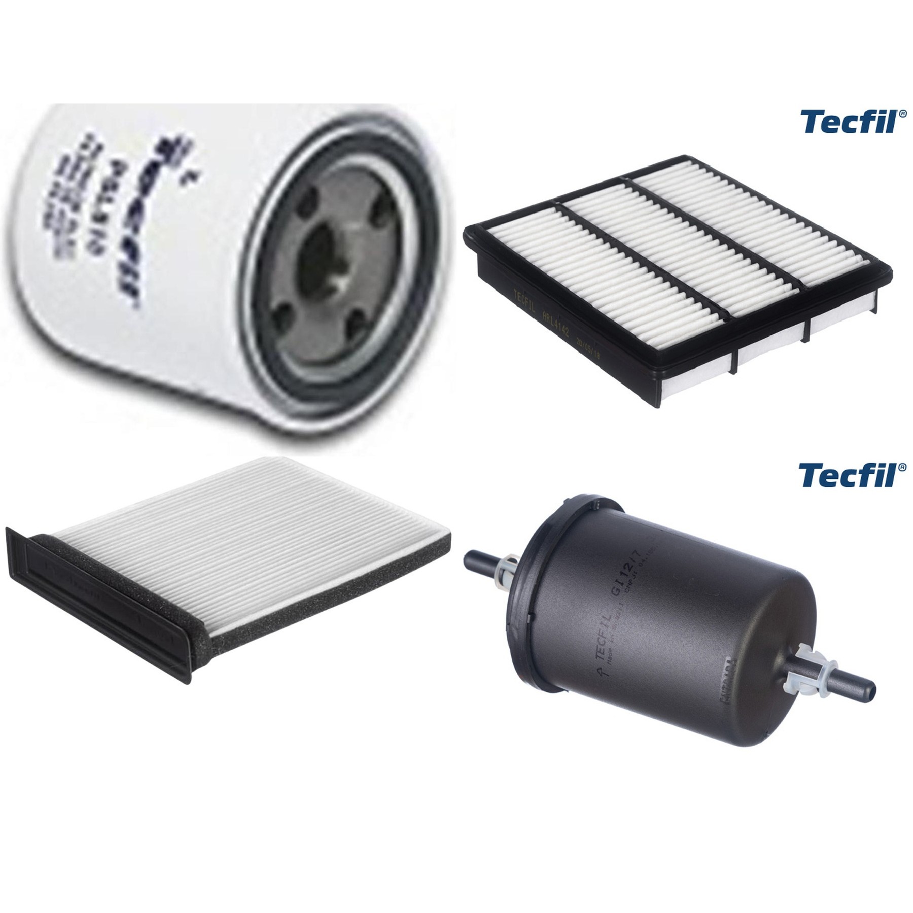 Kit Filtros de Ar do Motor, Óleo, Cabine e Combustível - Tecfil - ACP482 / ARL4142 / GI12/7 / PSL818