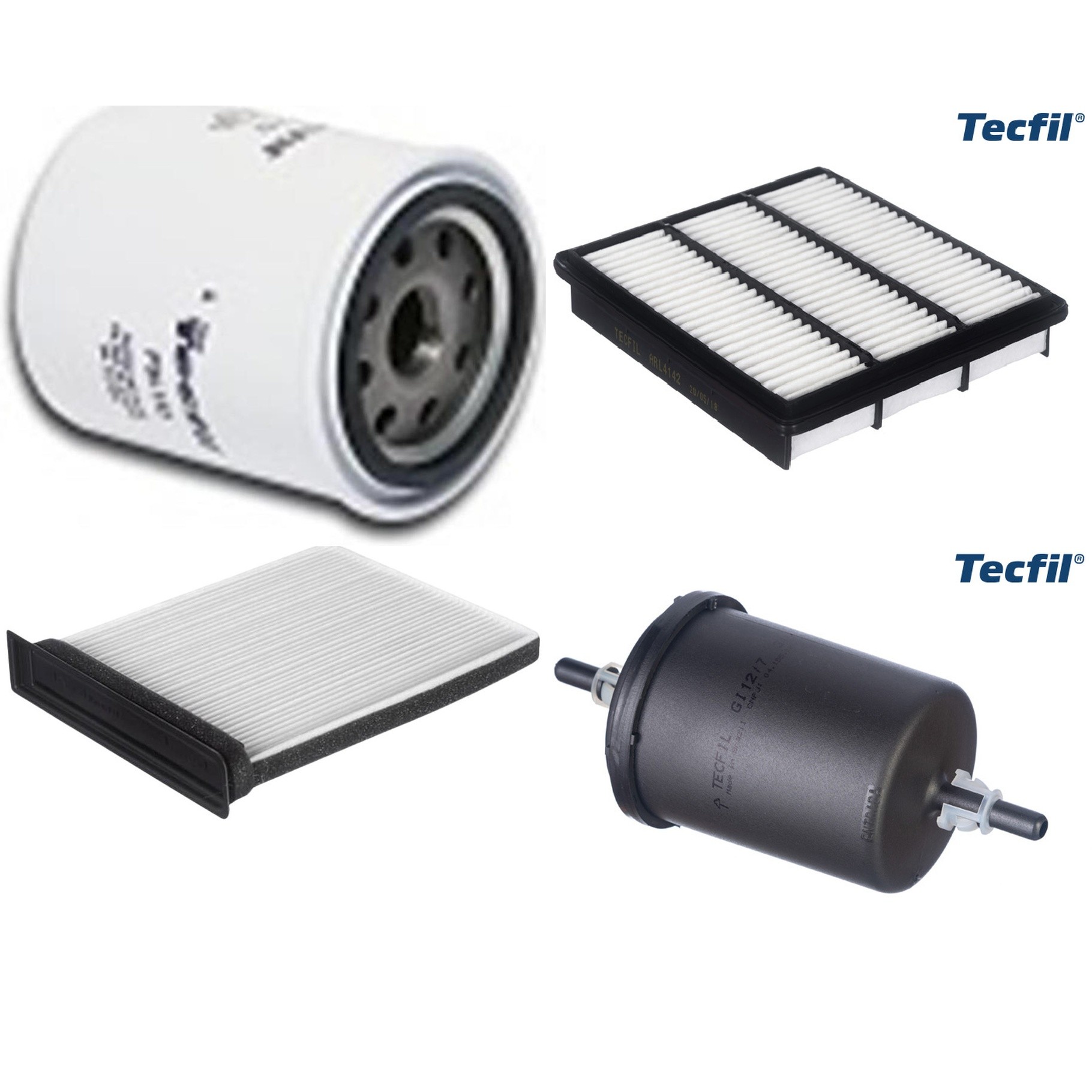 Kit Filtros de Ar do Motor, Óleo, Cabine e Combustível - Tecfil - ACP482 / ARL4142 / GI12/7 / PSL152