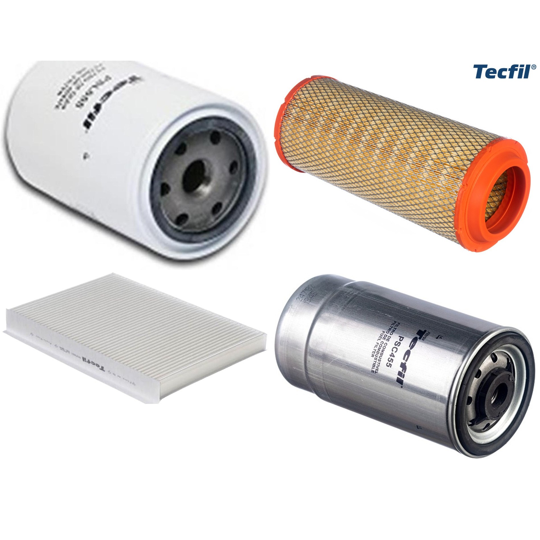 Kit Filtros de Ar do Motor, Óleo, Cabine e Combustível - Tecfil - ACP821 / ARS8234 / PSC455 / PSL655