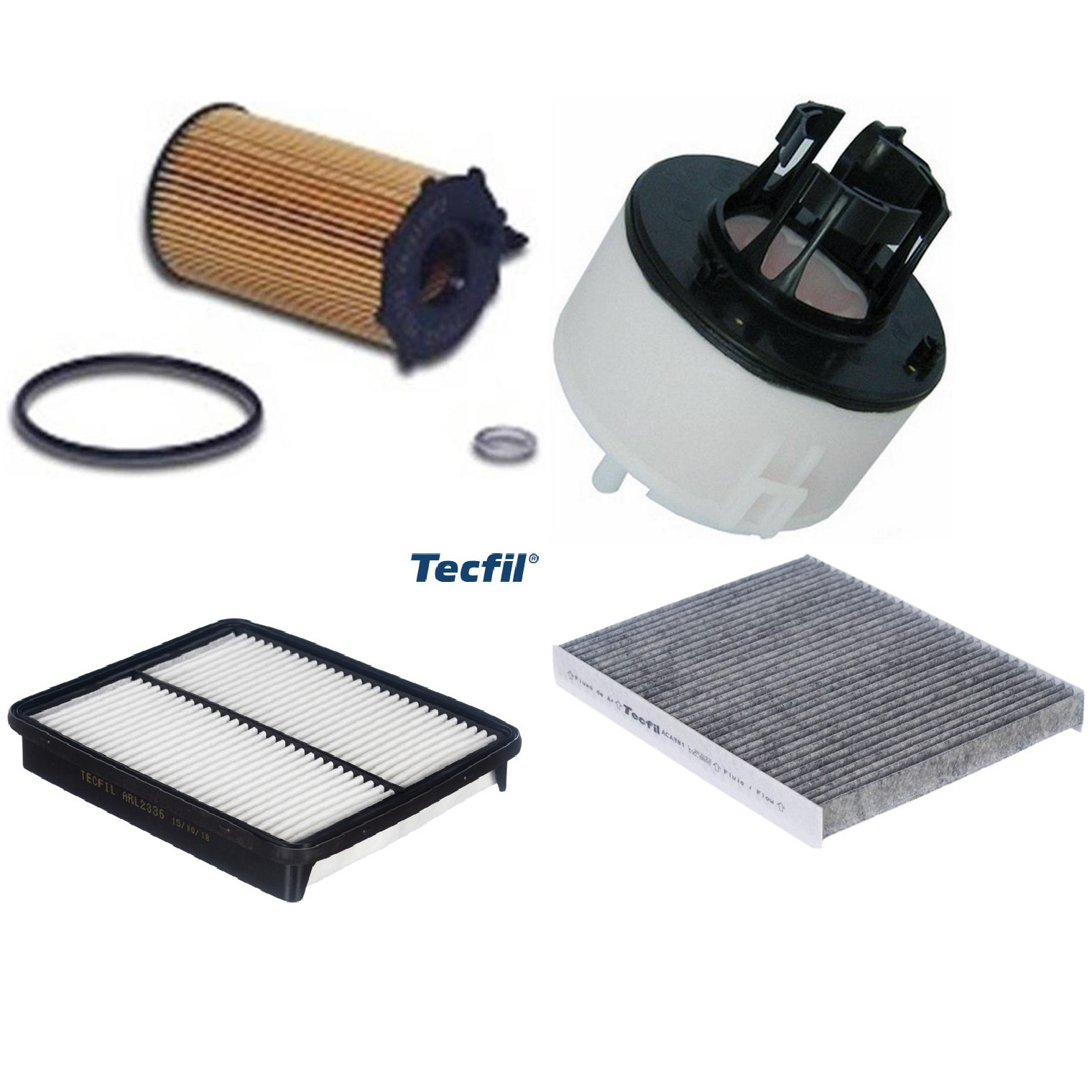 Kit Filtros de Ar do Motor, Óleo, Cabine e Combustível - Tecfil - ACA981 / ARL2336 / FBT2365 / PEL722