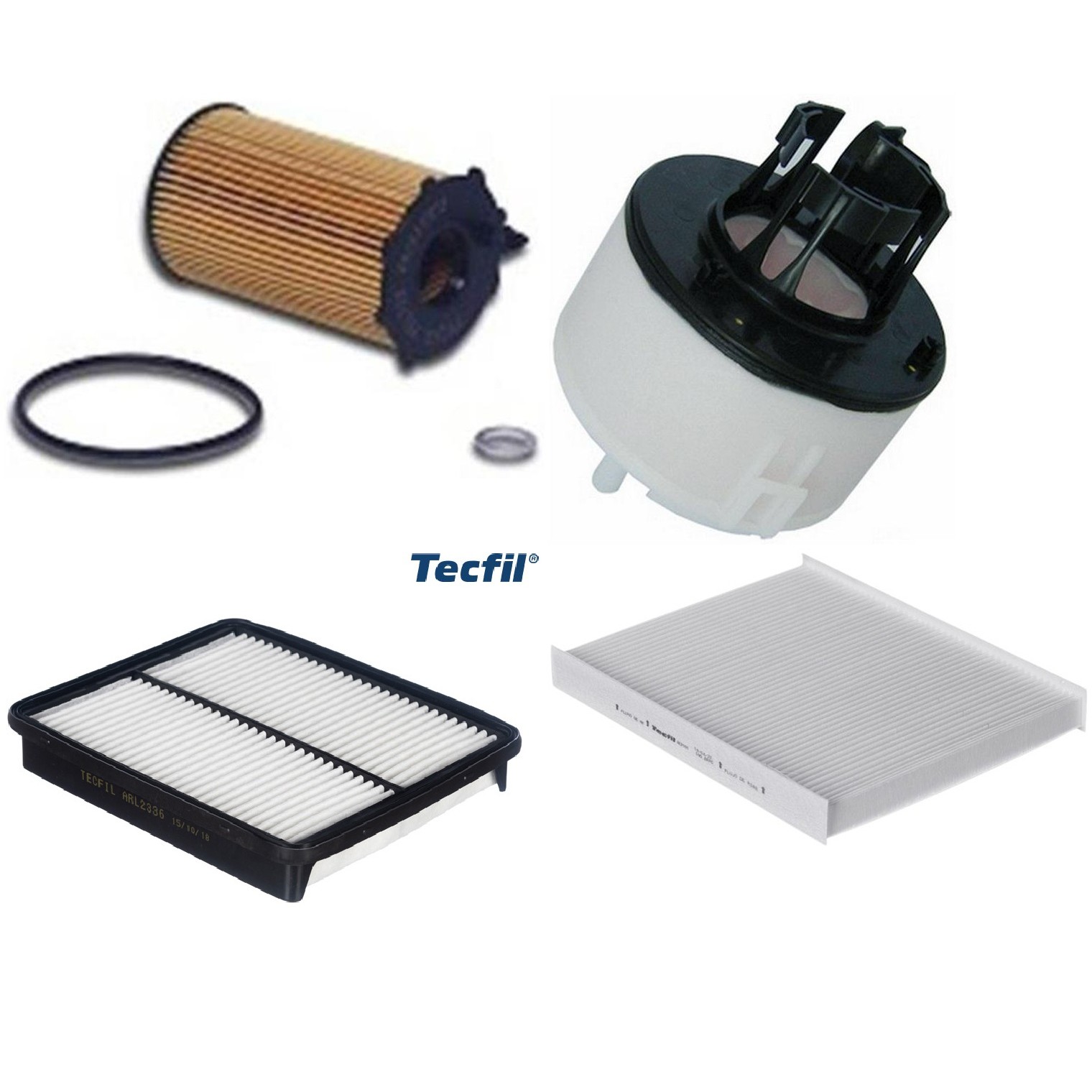 Kit Filtros de Ar do Motor, Óleo, Cabine e Combustível - Tecfil - ACP981 / ARL2336 / FBT2365 / PEL722