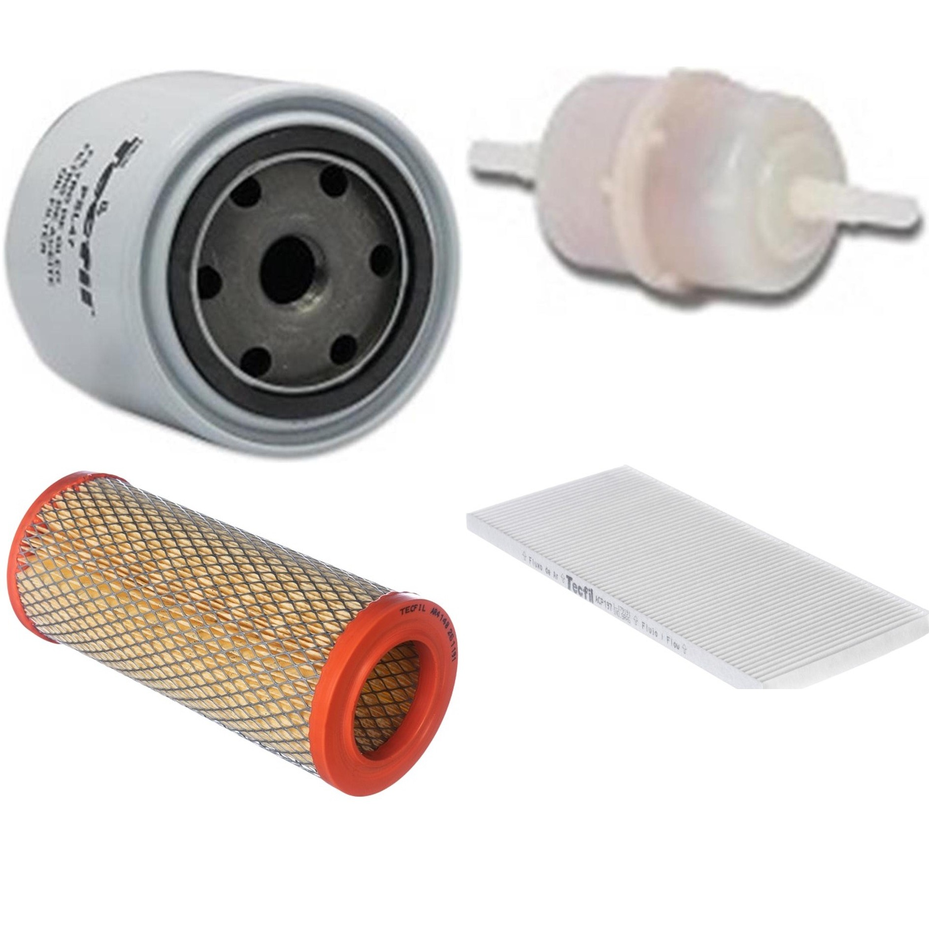 Kit Filtros de Ar do Motor, Óleo, Cabine e Combustível - Tecfil - ACP197 / AR4148 / GU86 / PSL47