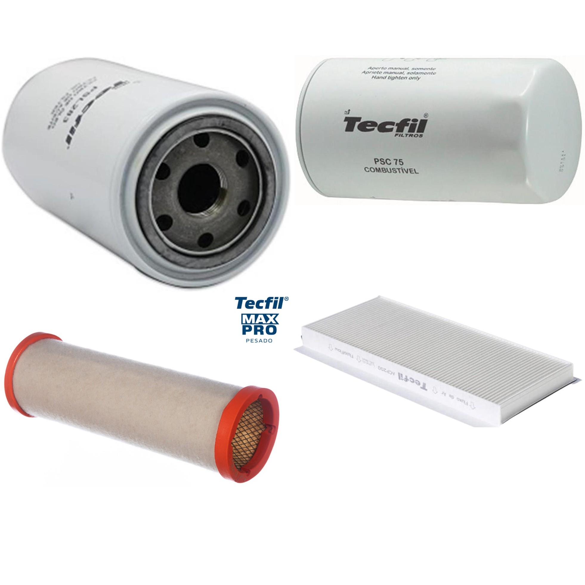 Kit Filtros de Ar do Motor, Óleo, Cabine e Combustível - Tecfil - ACP200 / ASR839 / PSC75 / PSL283