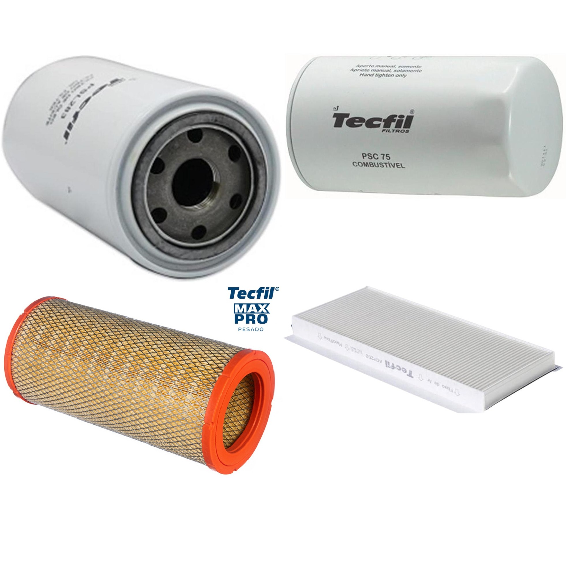 Kit Filtros de Ar do Motor, Óleo, Cabine e Combustível - Tecfil - ACP200 / ARS5673 / PSC75 / PSL283