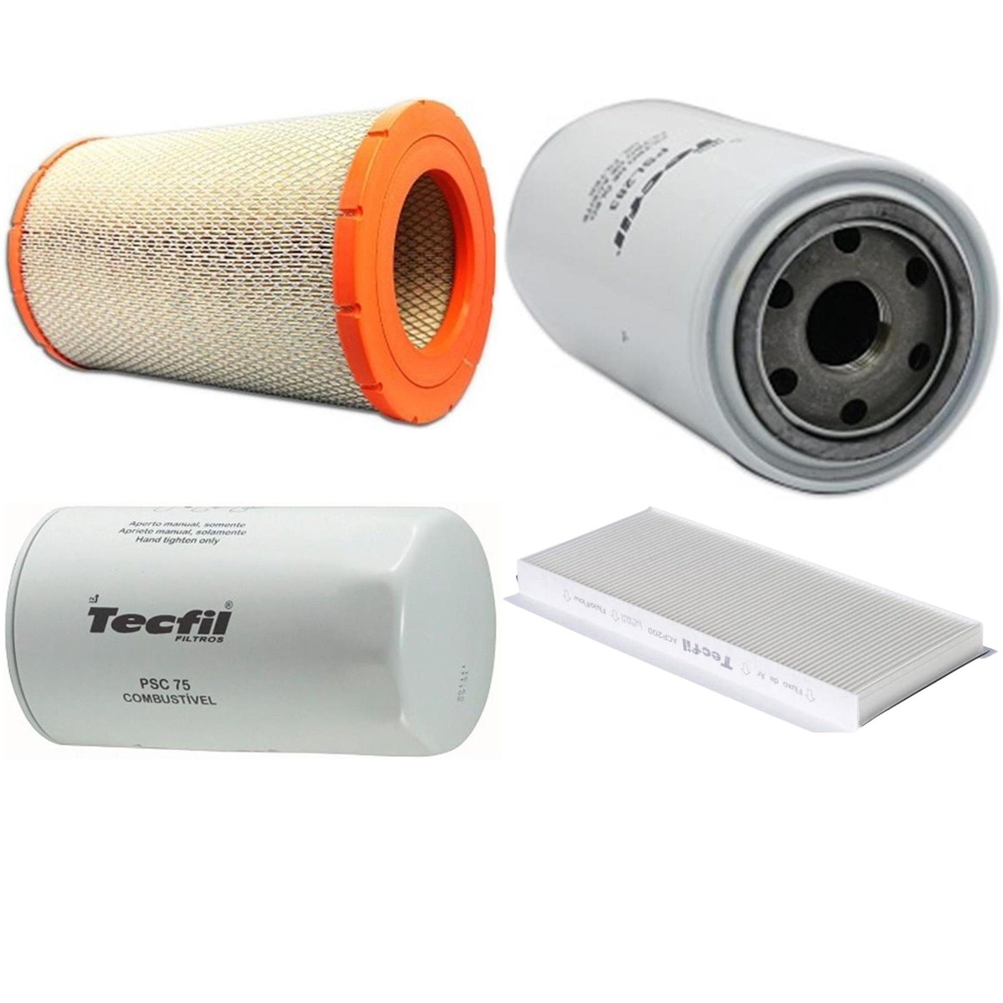 Kit Filtros de Ar do Motor, Óleo, Cabine e Combustível - Tecfil - ACP200 / ARS9839 / PSC75 / PSL283