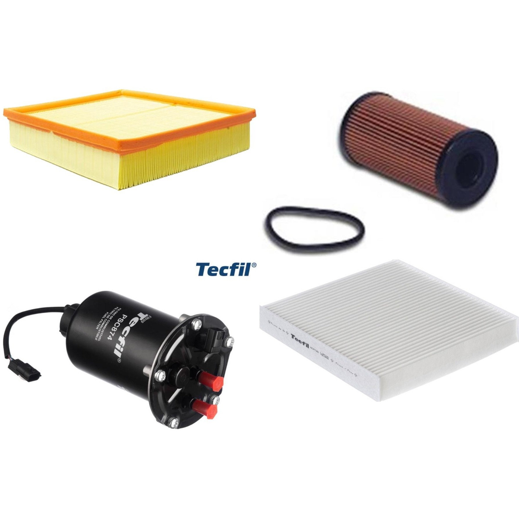 Kit Filtros de Ar do Motor, Óleo, Cabine e Combustível - Tecfil - ACP725 / ARL1653 / PEL675 / PSC874