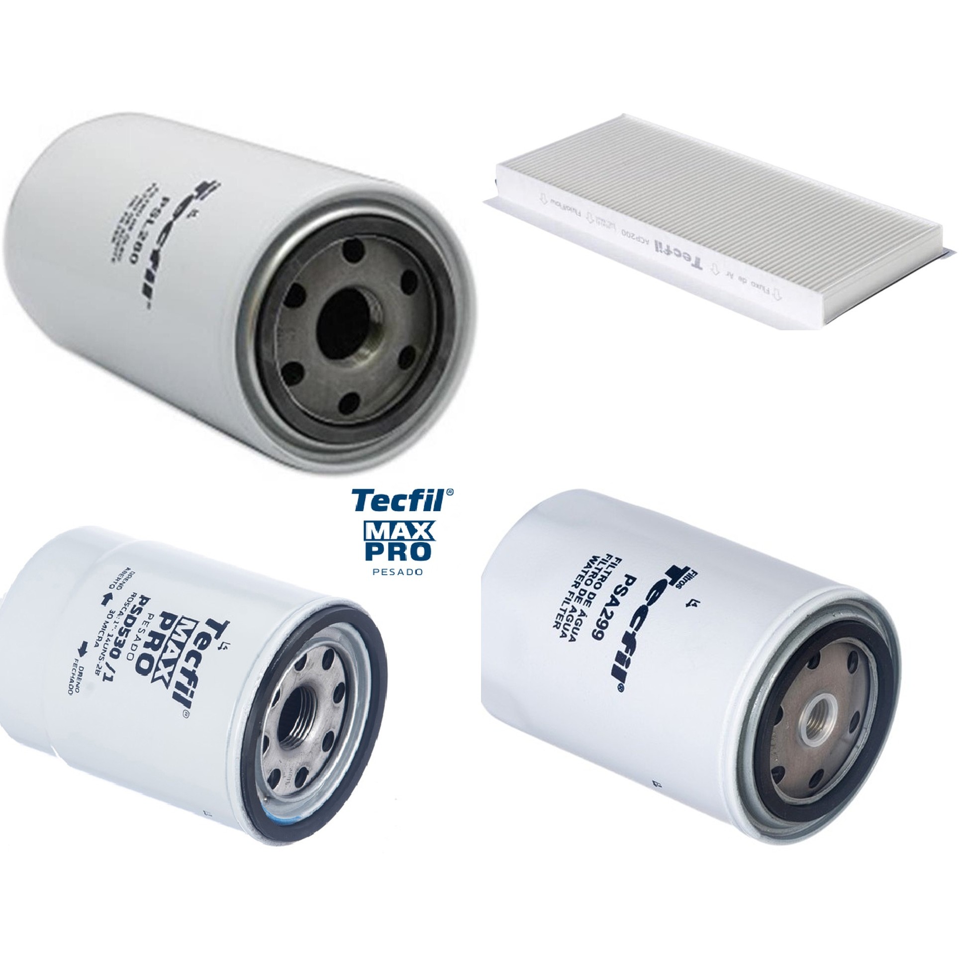 Kit Filtros de Ar do Motor, Óleo, Cabine e Combustível - Tecfil - ACP200 / PSA299 / PSD530/1 / PSL280