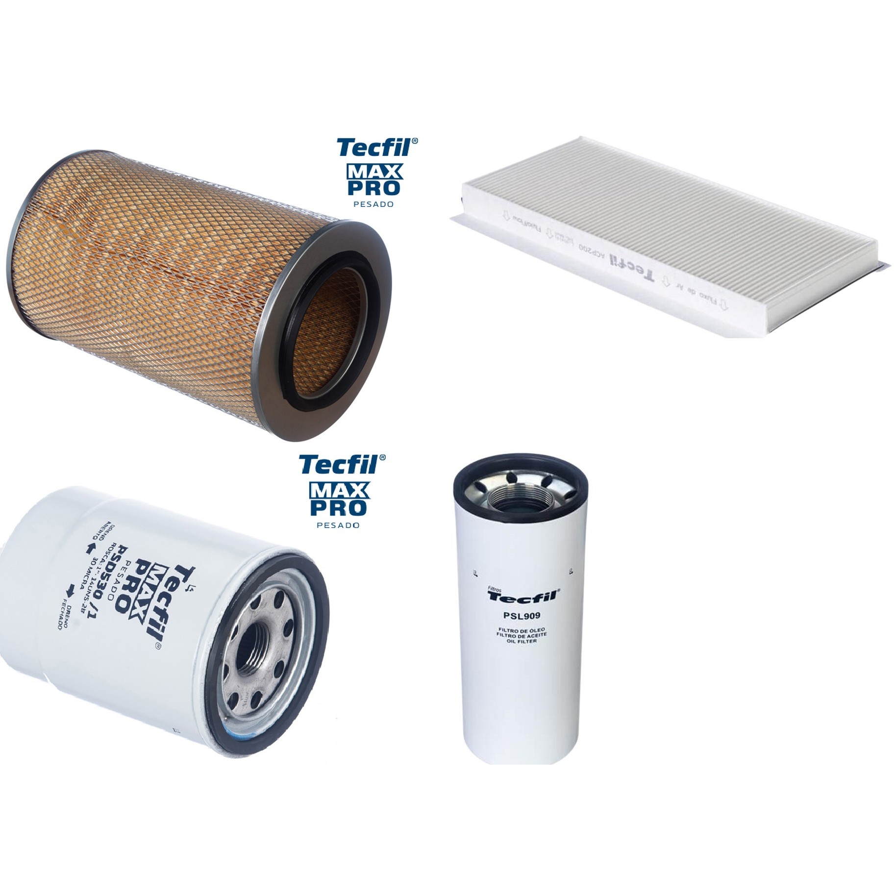 Kit Filtros de Ar do Motor, Óleo, Cabine e Combustível - Tecfil - ACP200 / AP5461 / PSD530/1 / PSL909