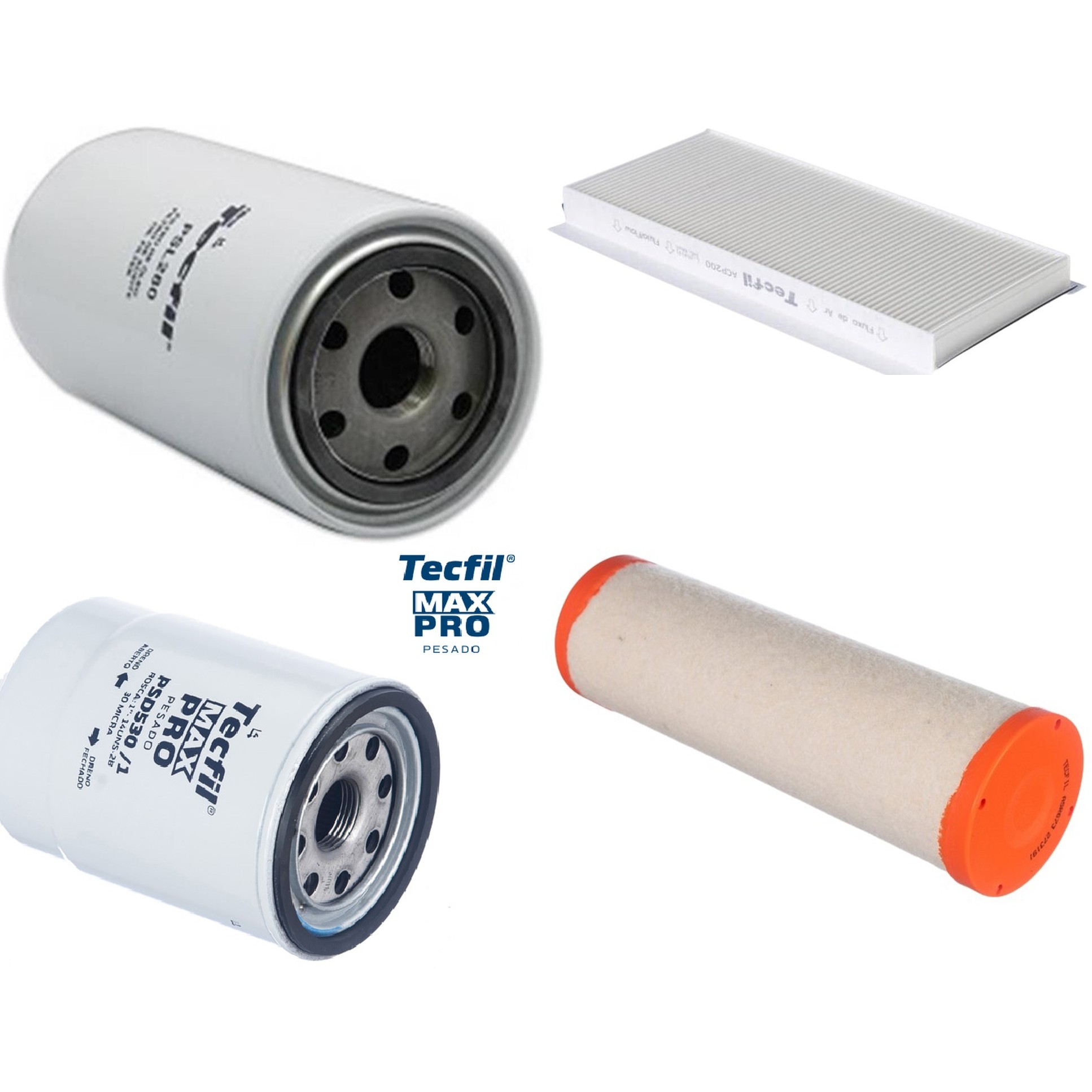 Kit Filtros de Ar do Motor, Óleo, Cabine e Combustível - Tecfil - ACP200 / ASR673 / PSD530/1 / PSL280