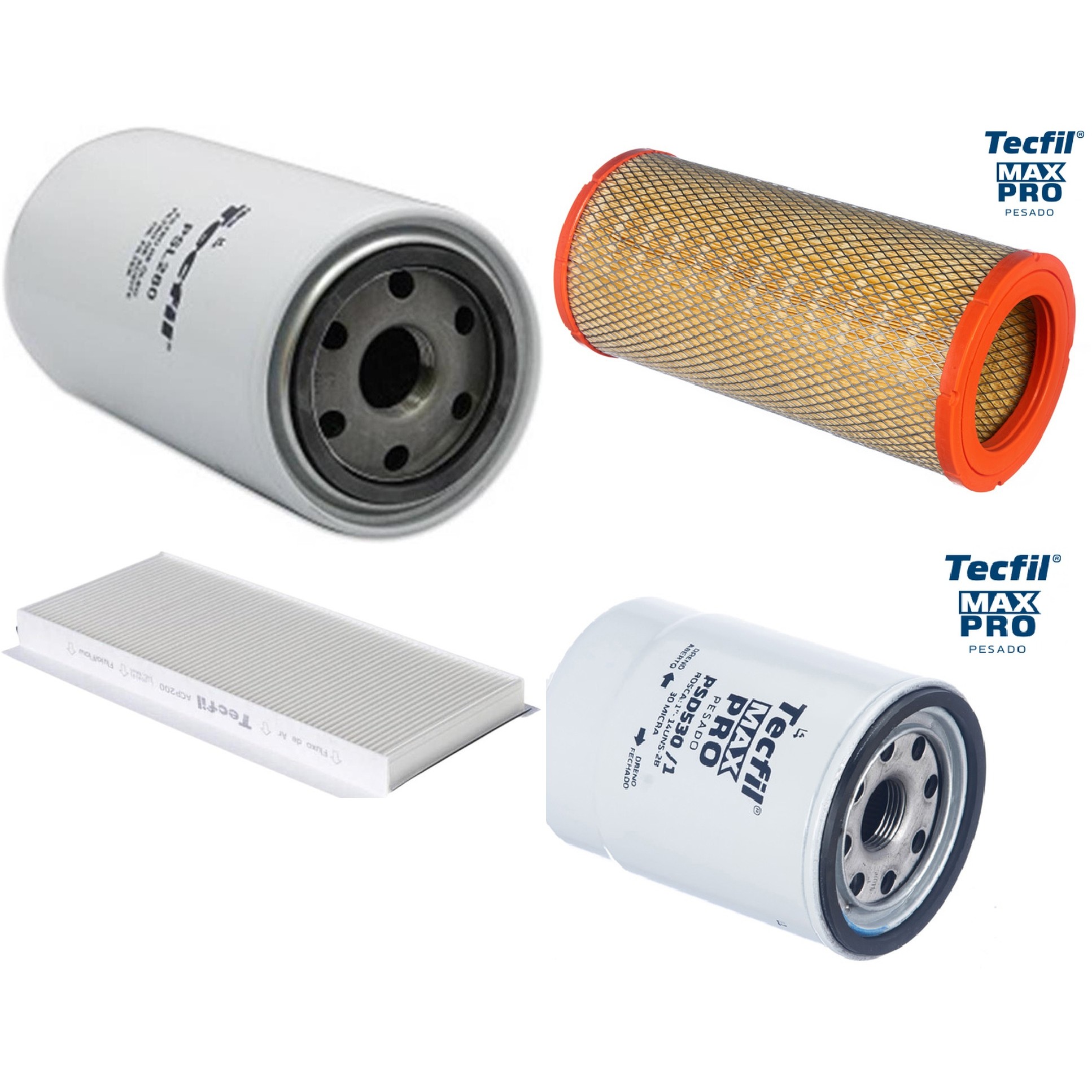 Kit Filtros de Ar do Motor, Óleo, Cabine e Combustível - Tecfil - ACP200 / ARS5673 / PSD530/1 / PSL280