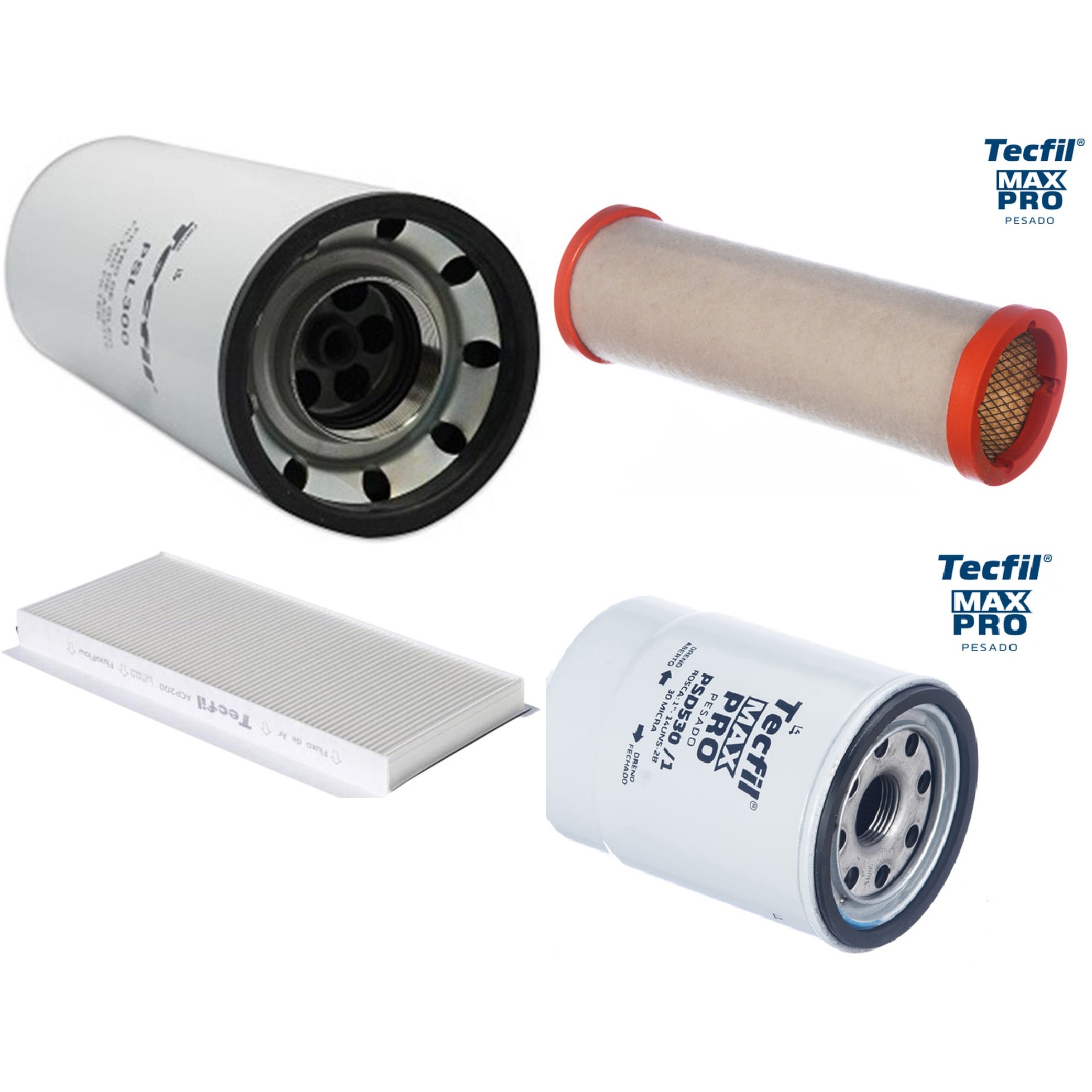 Kit Filtros de Ar do Motor, Óleo, Cabine e Combustível - Tecfil - ACP200 / ASR839 / PSD530/1 / PSL300