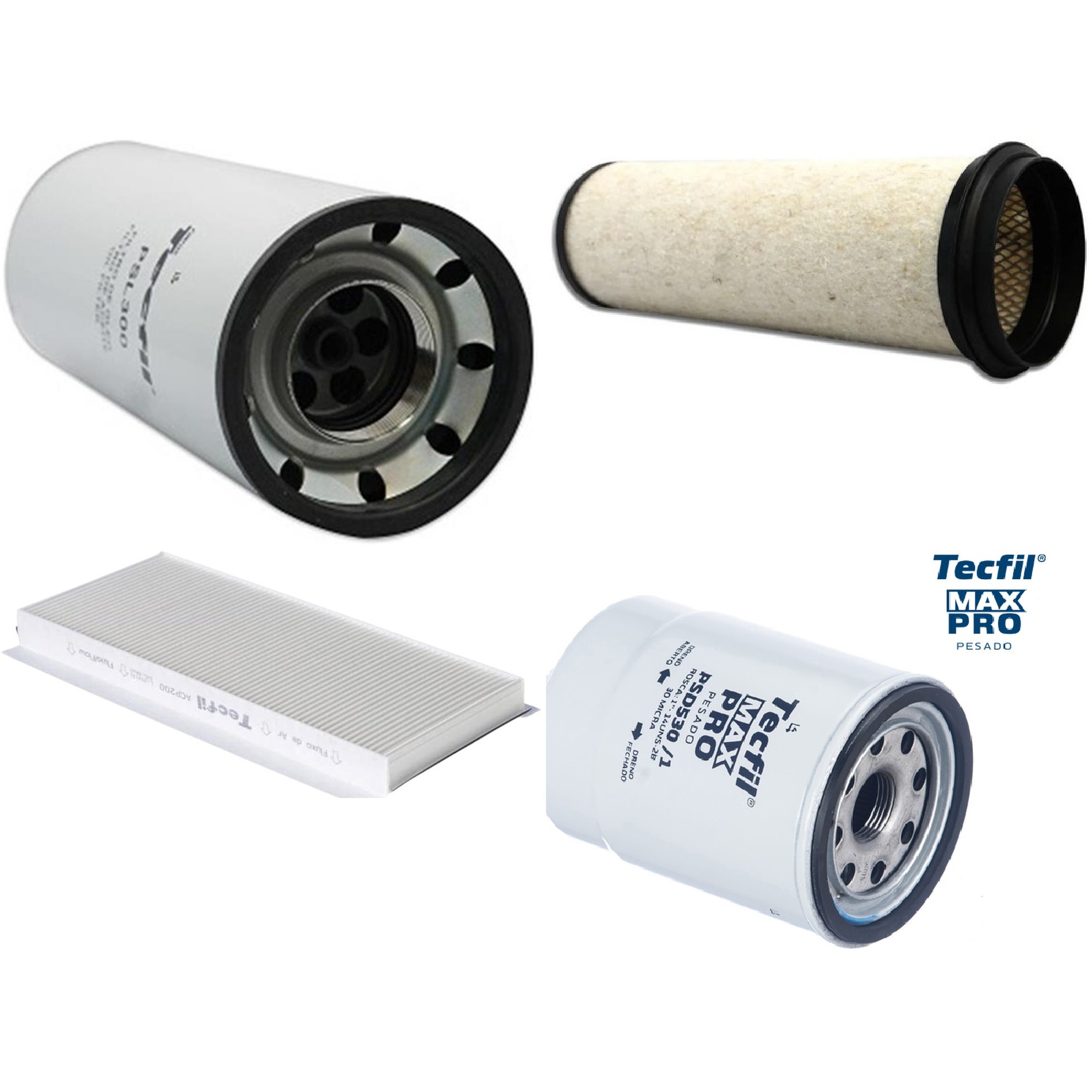 Kit Filtros de Ar do Motor, Óleo, Cabine e Combustível - Tecfil - ACP200 / AS836 / PSD530/1 / PSL300