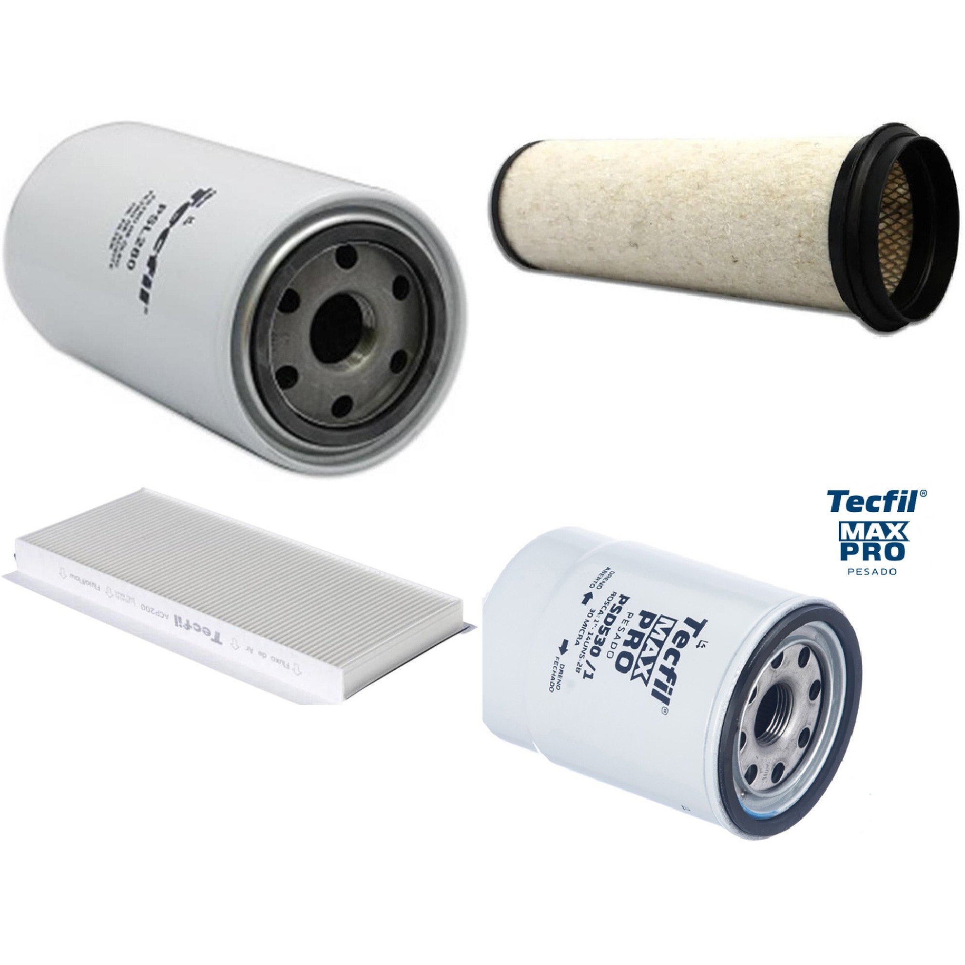 Kit Filtros de Ar do Motor, Óleo, Cabine e Combustível - Tecfil - ACP200 / AS836 / PSD530/1 / PSL280