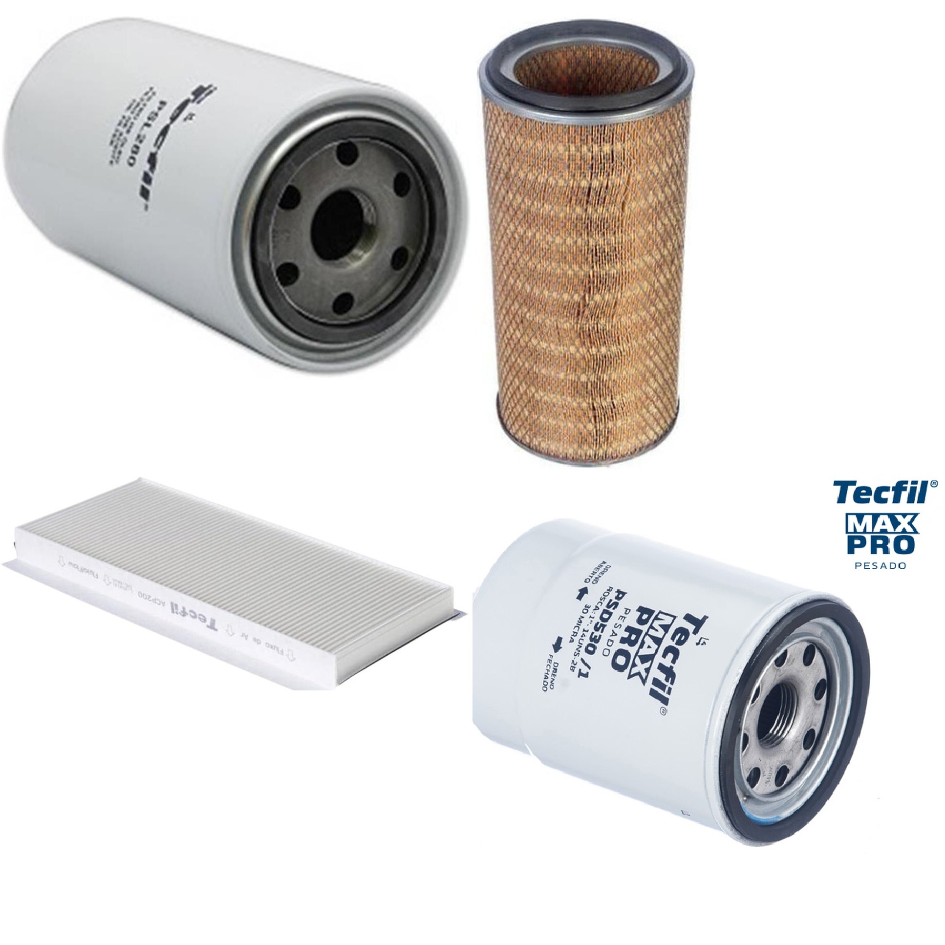 Kit Filtros de Ar do Motor, Óleo, Cabine e Combustível - Tecfil - ACP200 / AP5460 / PSD530/1 / PSL280