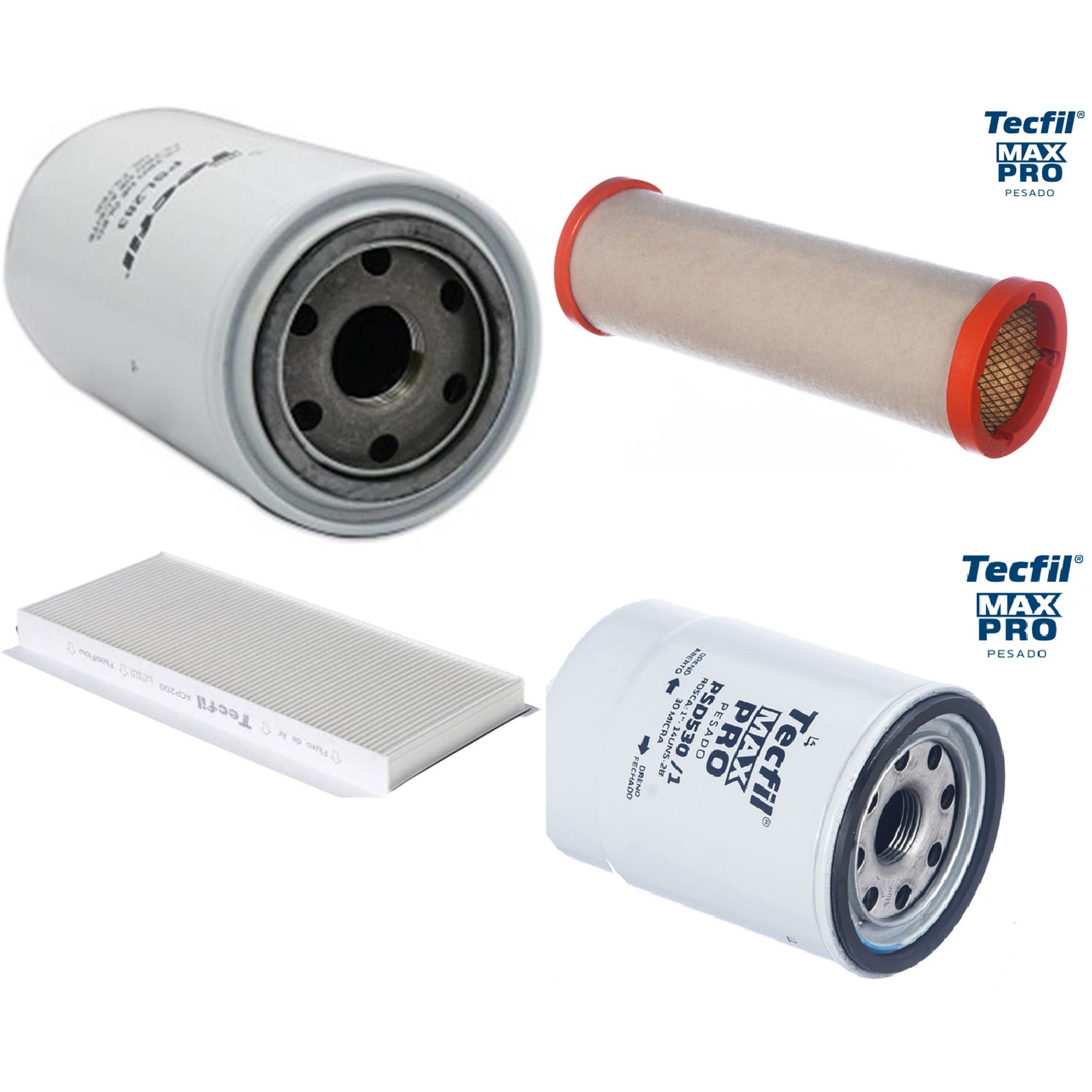 Kit Filtros de Ar do Motor, Óleo, Cabine e Combustível - Tecfil - ACP200 / ASR839 / PSD530/1 / PSL283