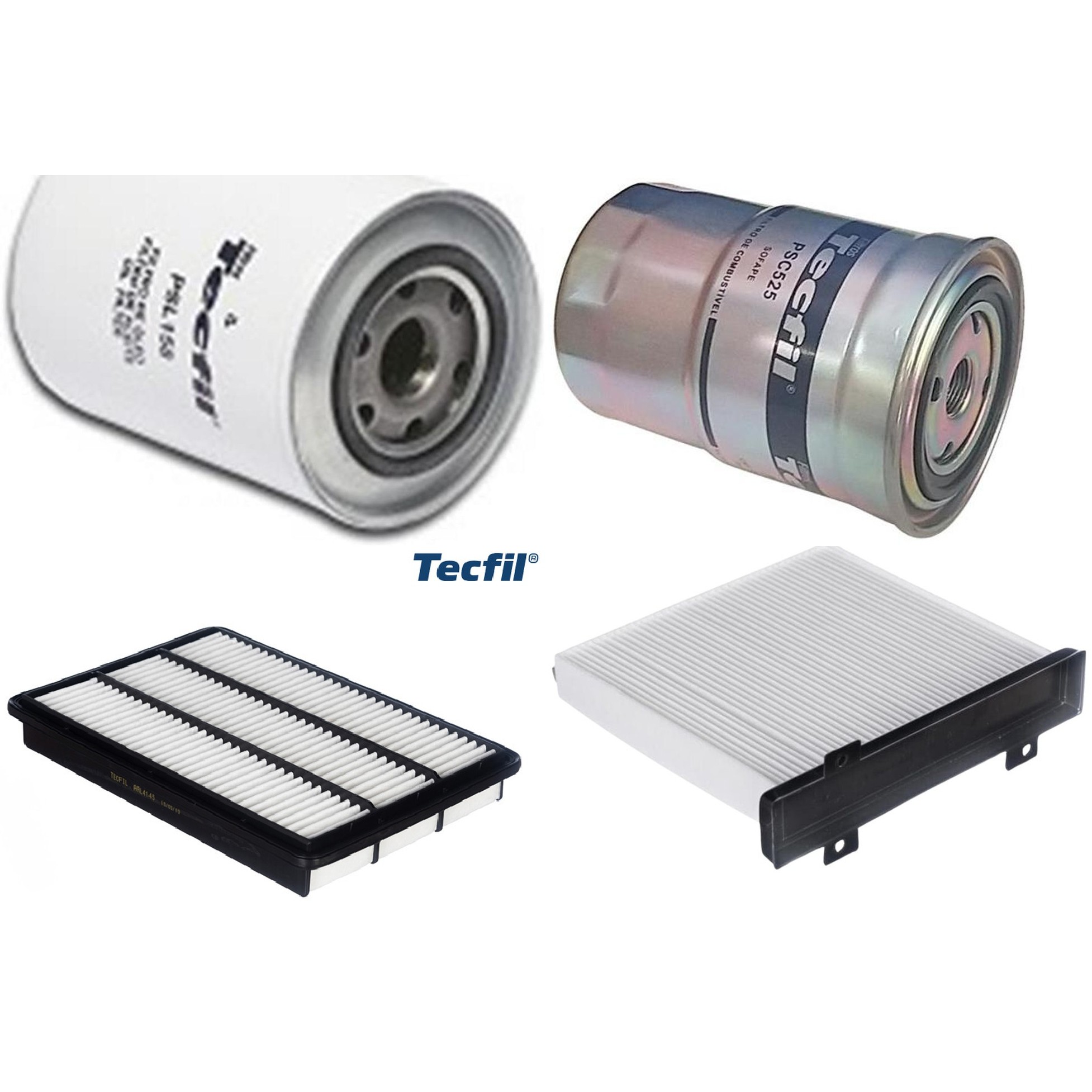 Kit Filtros de Ar do Motor, Óleo, Cabine e Combustível - Tecfil - ACP484 / ARL4145 / PSC525 / PSL158