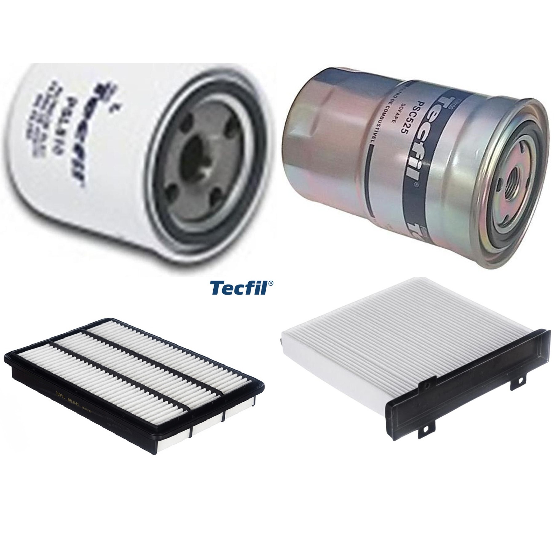 Kit Filtros de Ar do Motor, Óleo, Cabine e Combustível - Tecfil - ACP484 / ARL4145 / PSC525 / PSL818