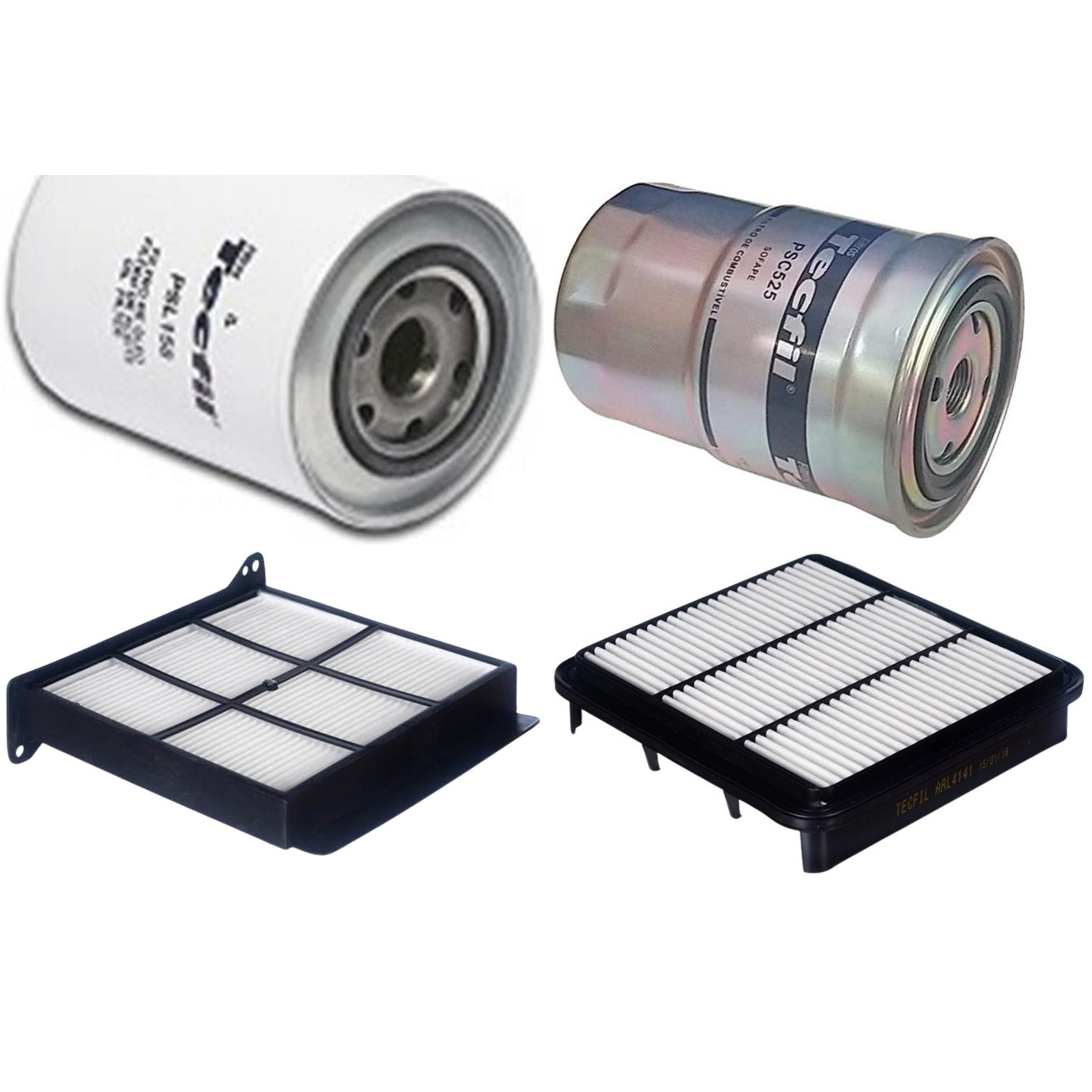 Kit Filtros de Ar do Motor, Óleo, Cabine e Combustível - Tecfil - ACP483 / ARL4141 / PSC525 / PSL158