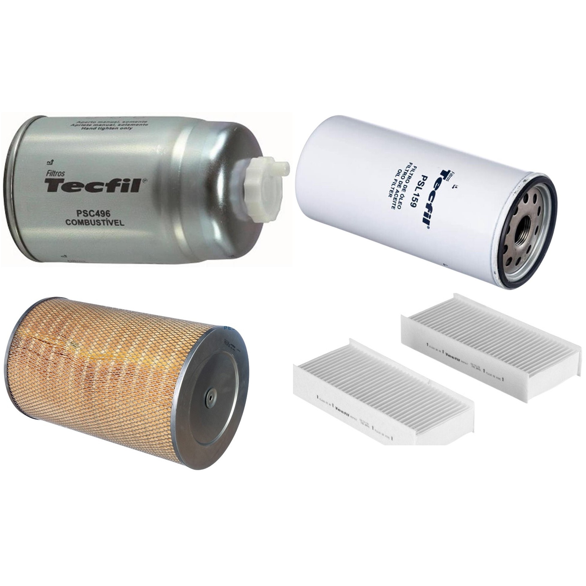 Kit Filtros de Ar do Motor, Óleo, Cabine e Combustível - Tecfil - ACP967/9 / AP9835 / PSC496 / PSL159