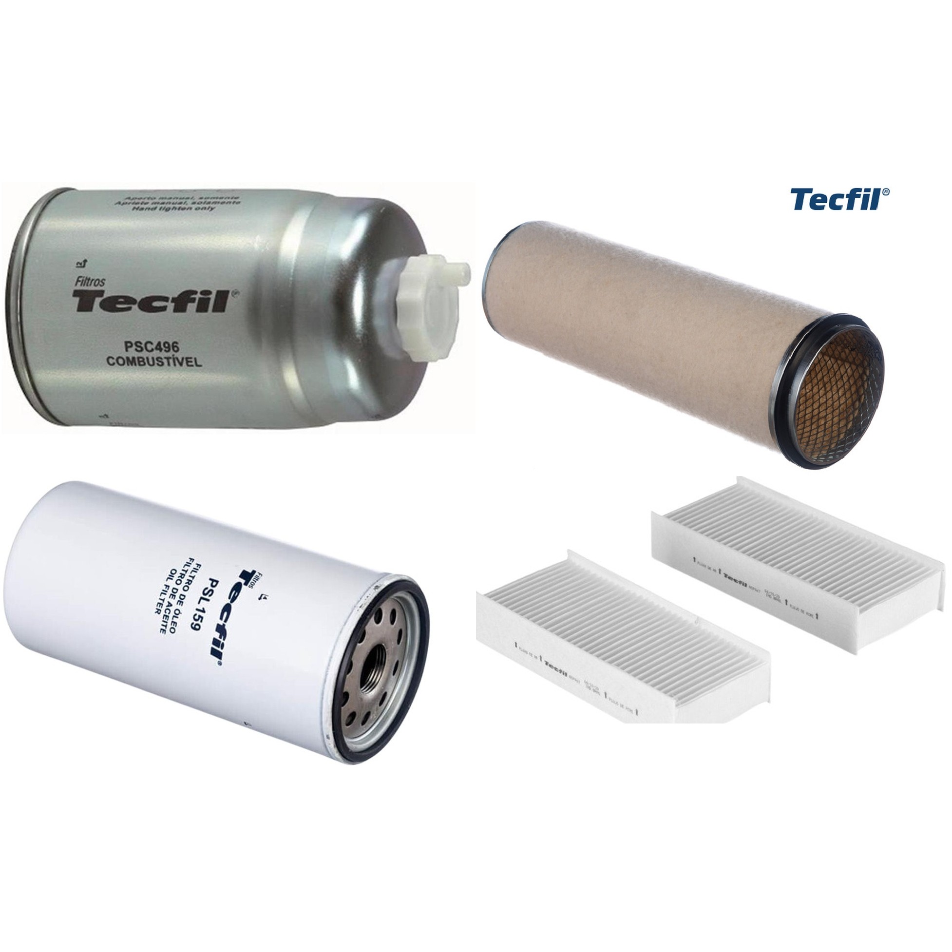 Kit Filtros de Ar do Motor, Óleo, Cabine e Combustível - Tecfil - ACP967/9 / AS860 / PSC496 / PSL159