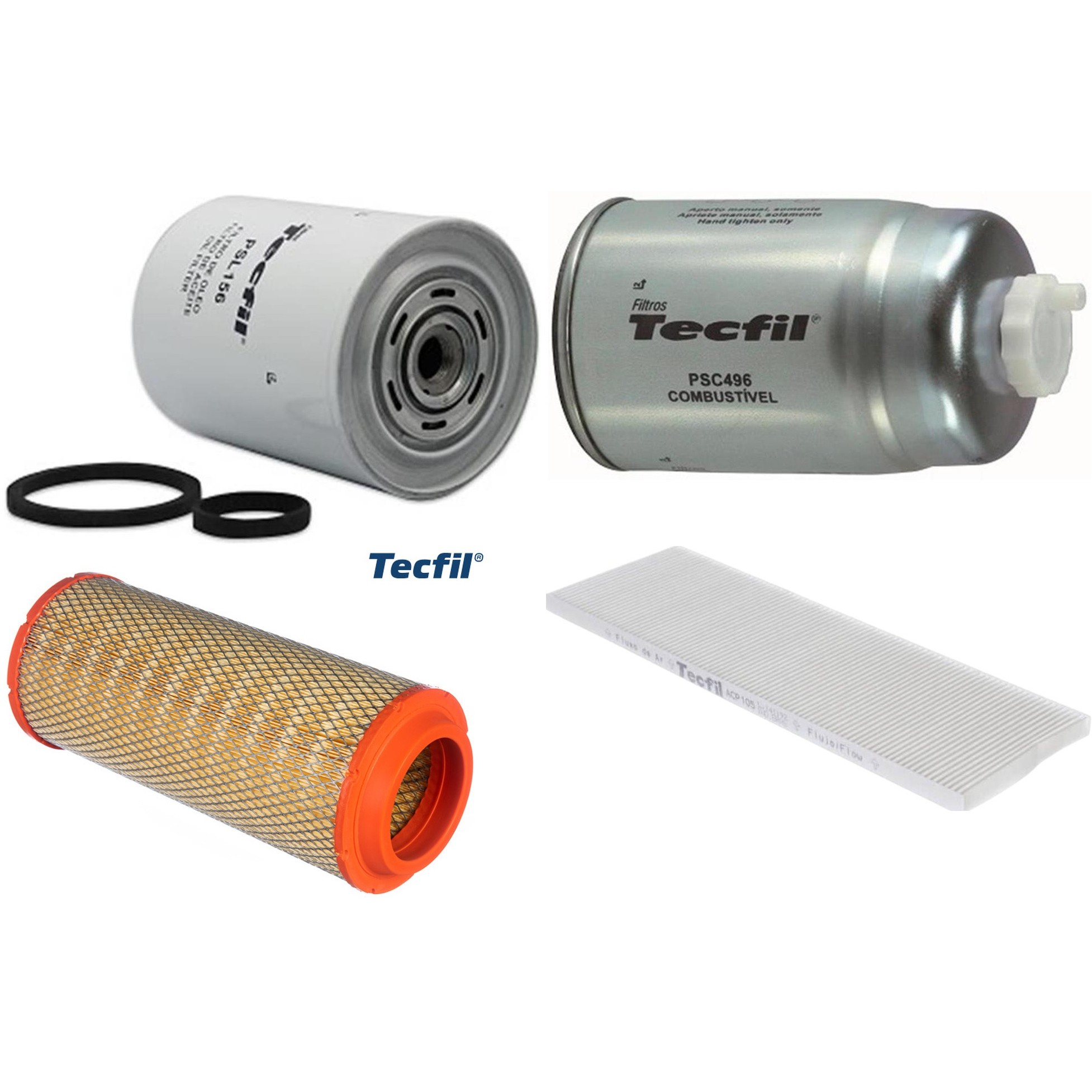 Kit Filtros de Ar do Motor, Óleo, Cabine e Combustível - Tecfil - ACP105 / ARS8234 / PSC496 / PSL156