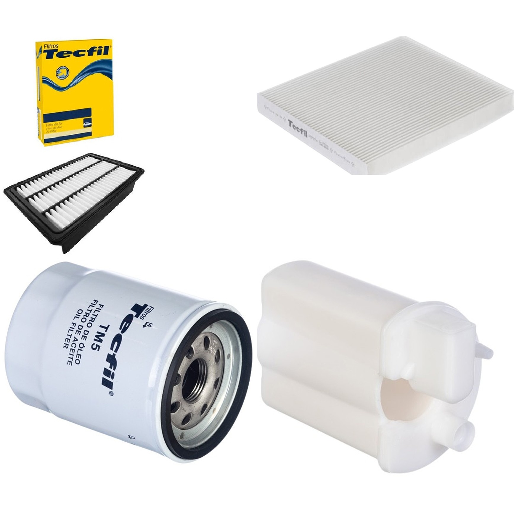 Kit Filtro de Ar, Combustível, Óleo e Ar Condicionado - Tecfil - ACP974 / ARL2332 / FBT2350 / PSL55M-(TM5)