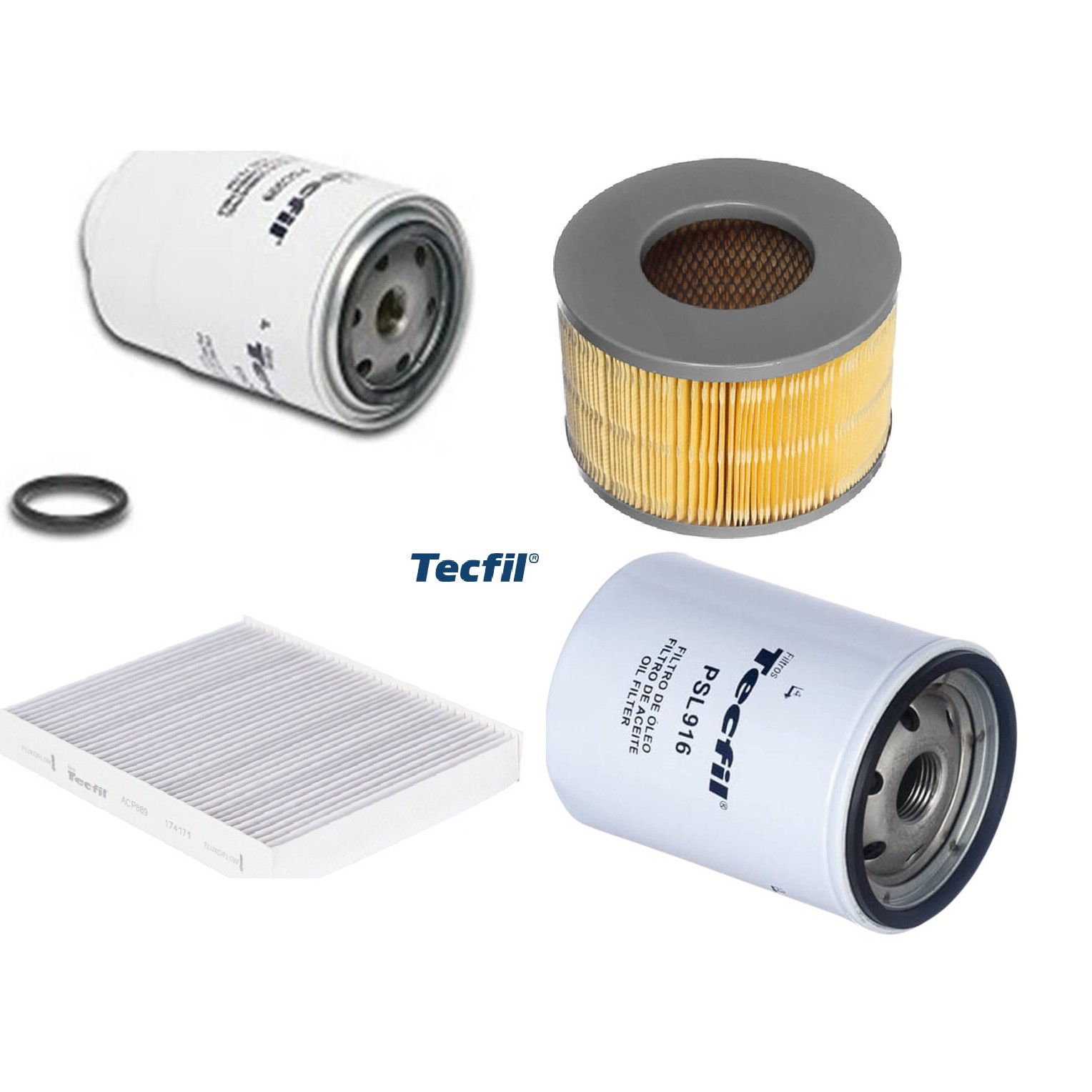 Kit Filtros de Ar do Motor, Óleo, Cabine e Combustível - Tecfil - ACP889 / AP7060 / PSC999 / PSL916