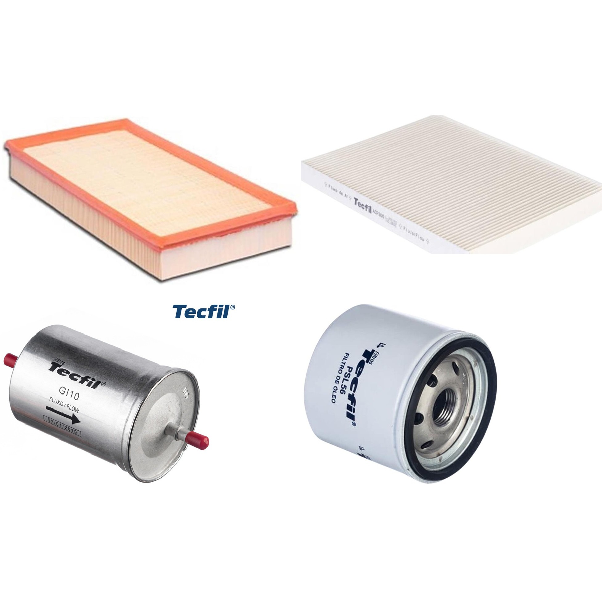 Kit Filtros de Ar do Motor, Óleo, Cabine e Combustível - Tecfil - ACP300 / ARL6093 / GI10 / PSL56