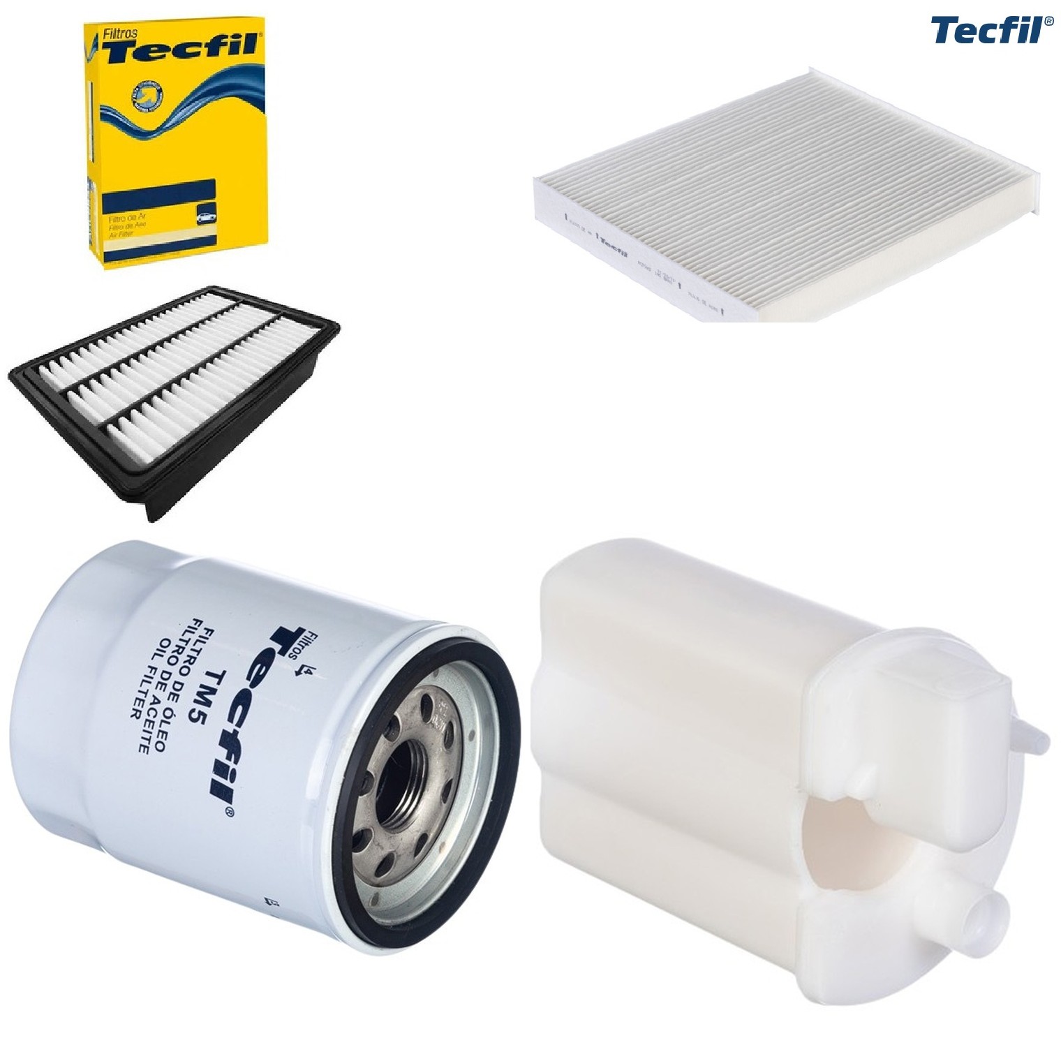 Kit Filtro de Ar, Combustível, Óleo e Ar Condicionado - Tecfil - ACP985 / ARL2332 / FBT2350 / PSL55M-(TM5)