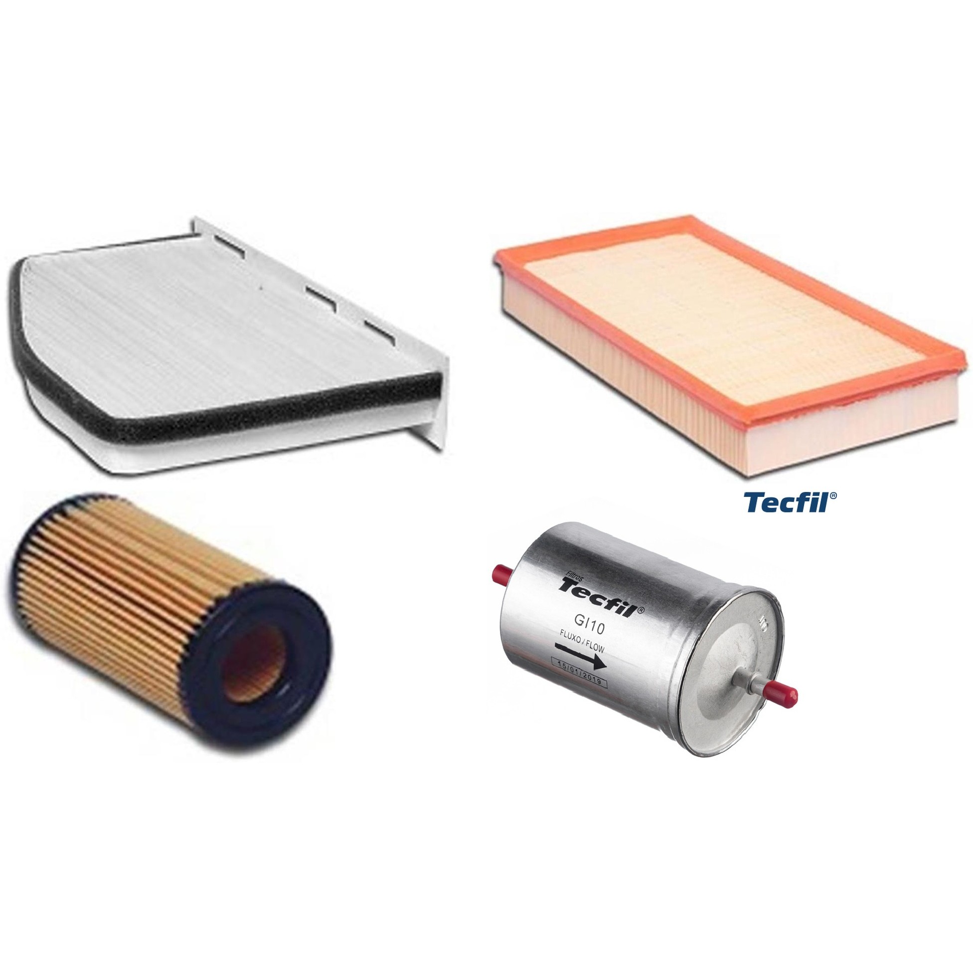 Kit Filtros de Ar do Motor, Óleo, Cabine e Combustível - Tecfil - ACP309 / ARL6093 / GI10 / PEL313